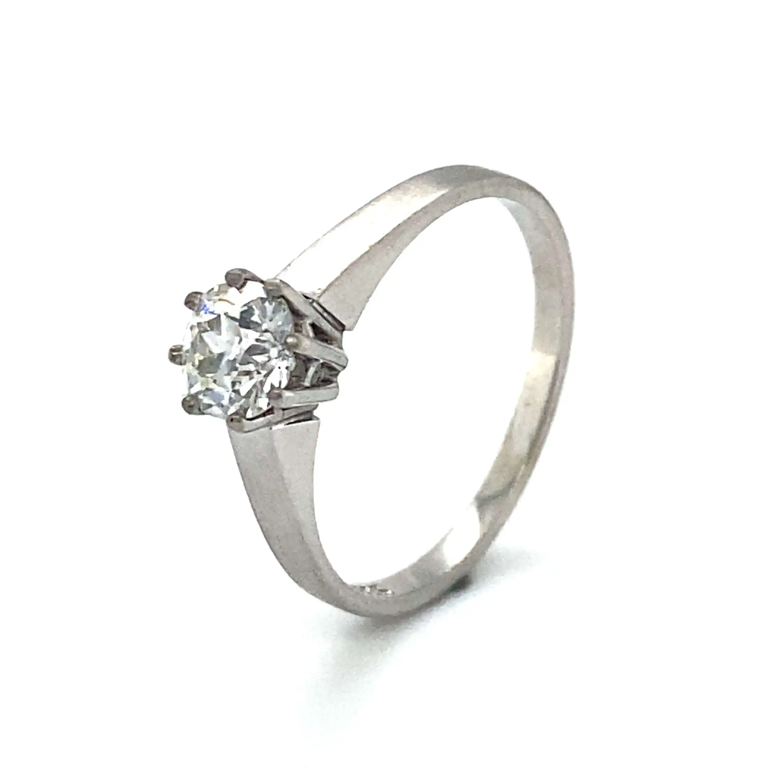 Ring Weißgold mit Altschliff Diamant, mattiert Ring Weißgold mit Altschliff Diamant, mattiert