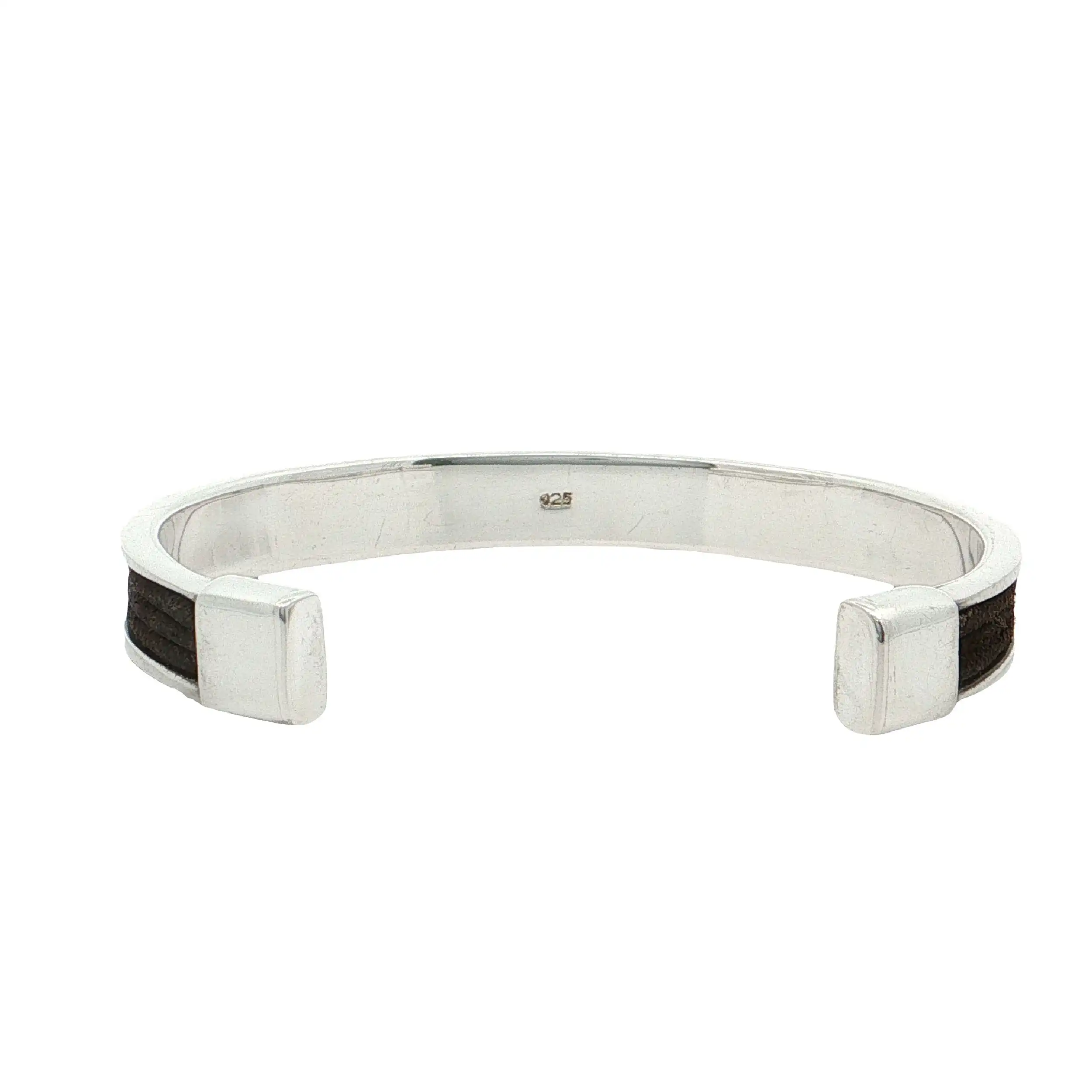 Armreif Silber mit Lederelementen Armreif Silber mit Lederelementen