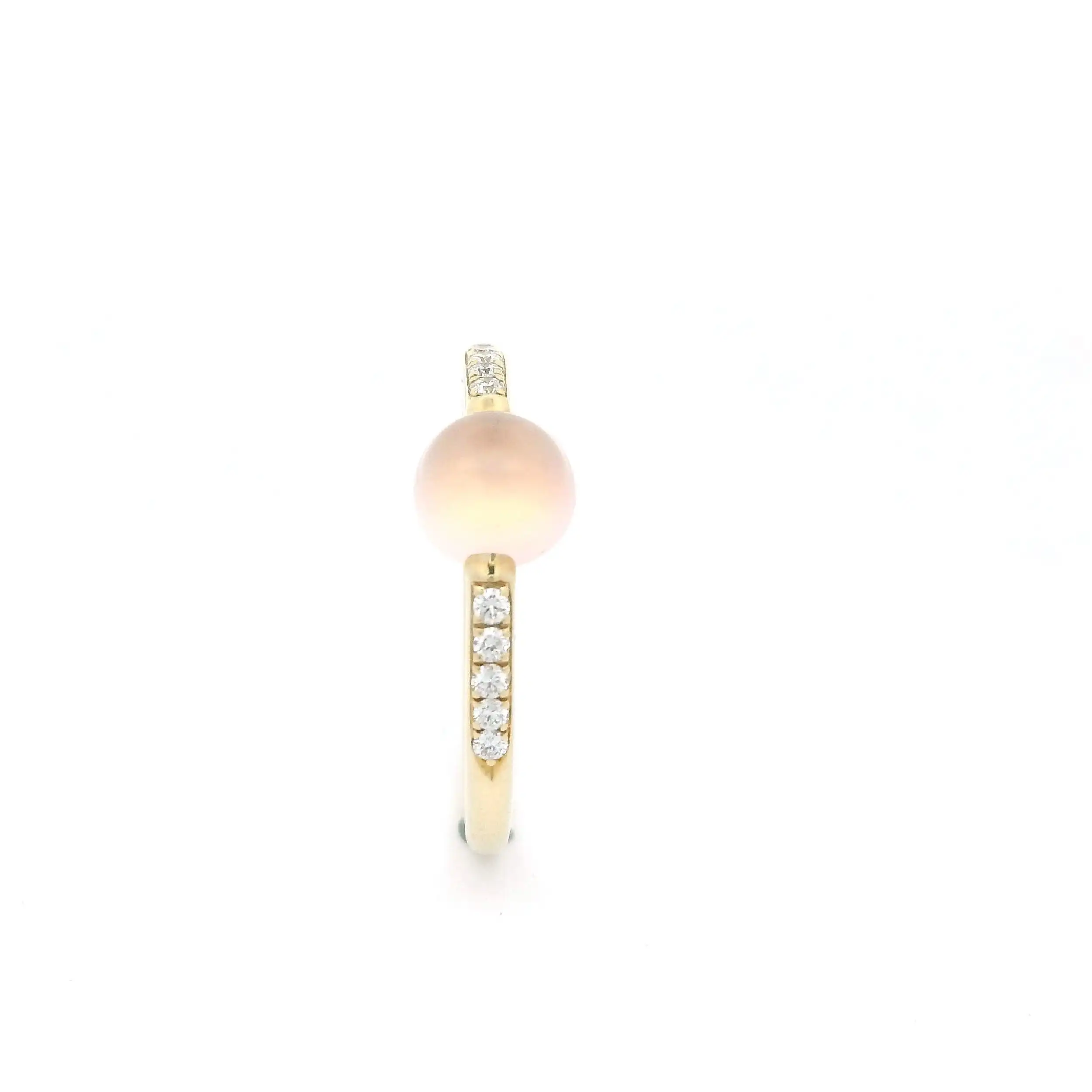 Ring Gelbgold mit Brillanten und Rosenqaurz Cabochon mit 0,10ct graviert
