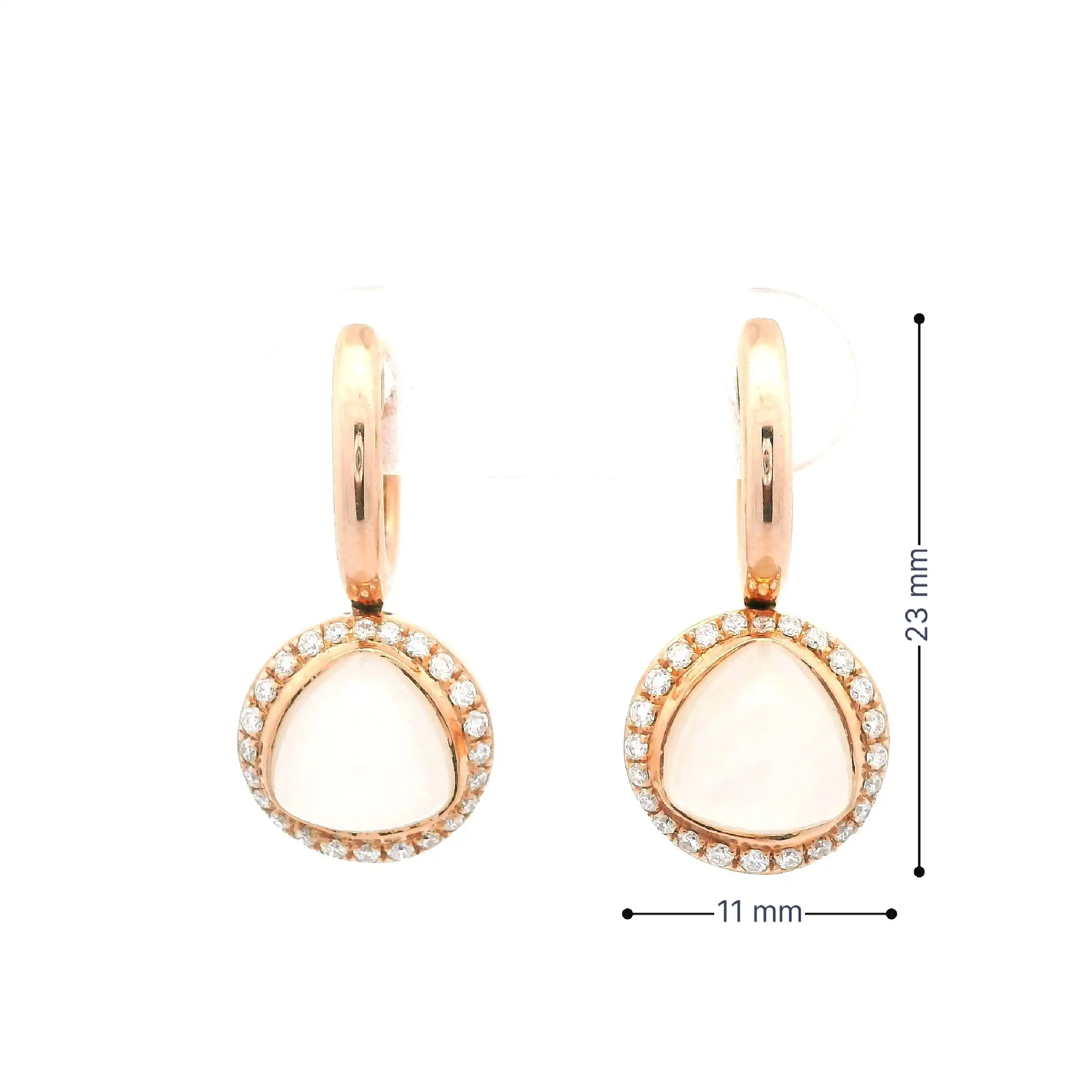 Ohrhänger Roségold mit Brillanten und Mondstein Cabochon