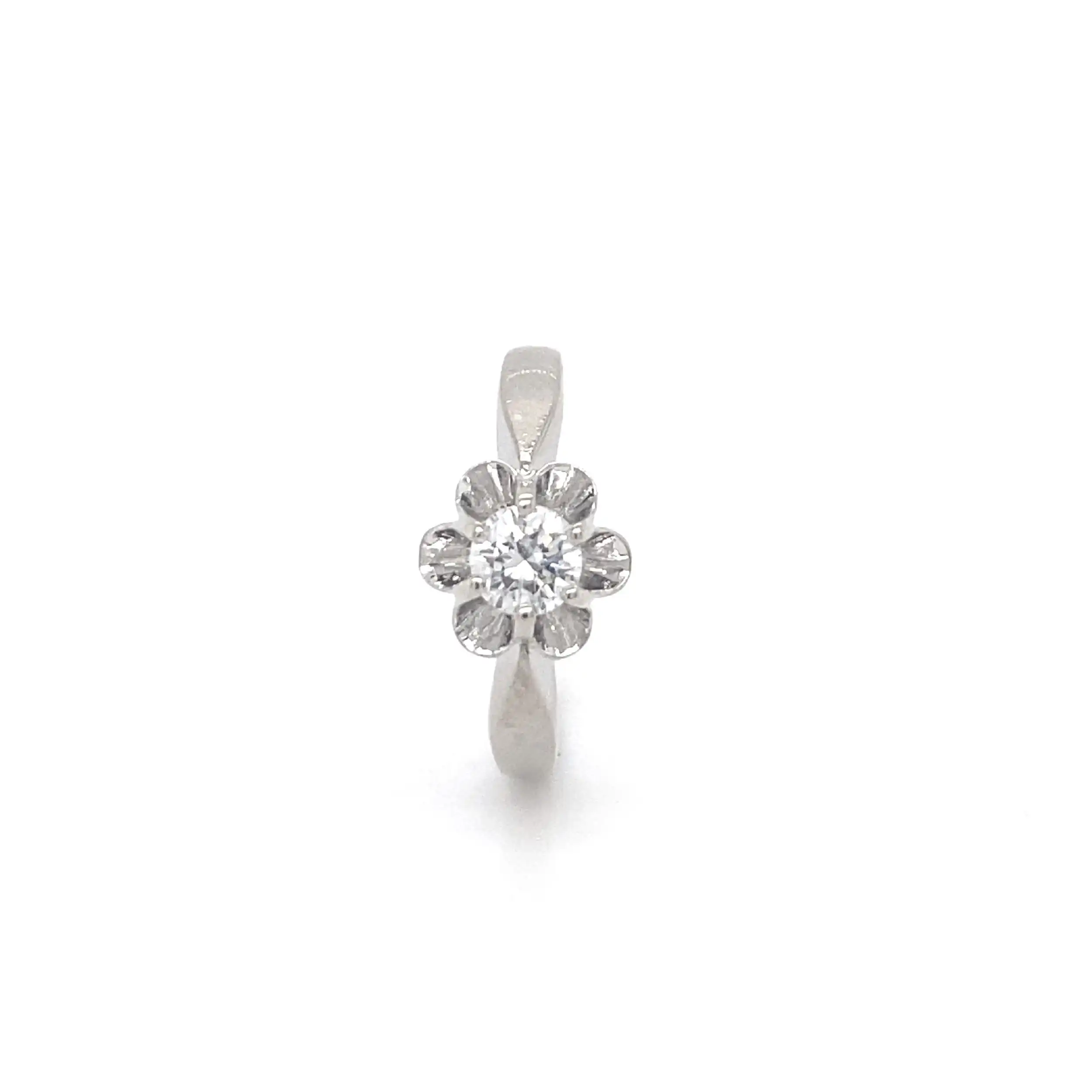Ring Weißgold mit Brillant, graviert mit 0,30ct