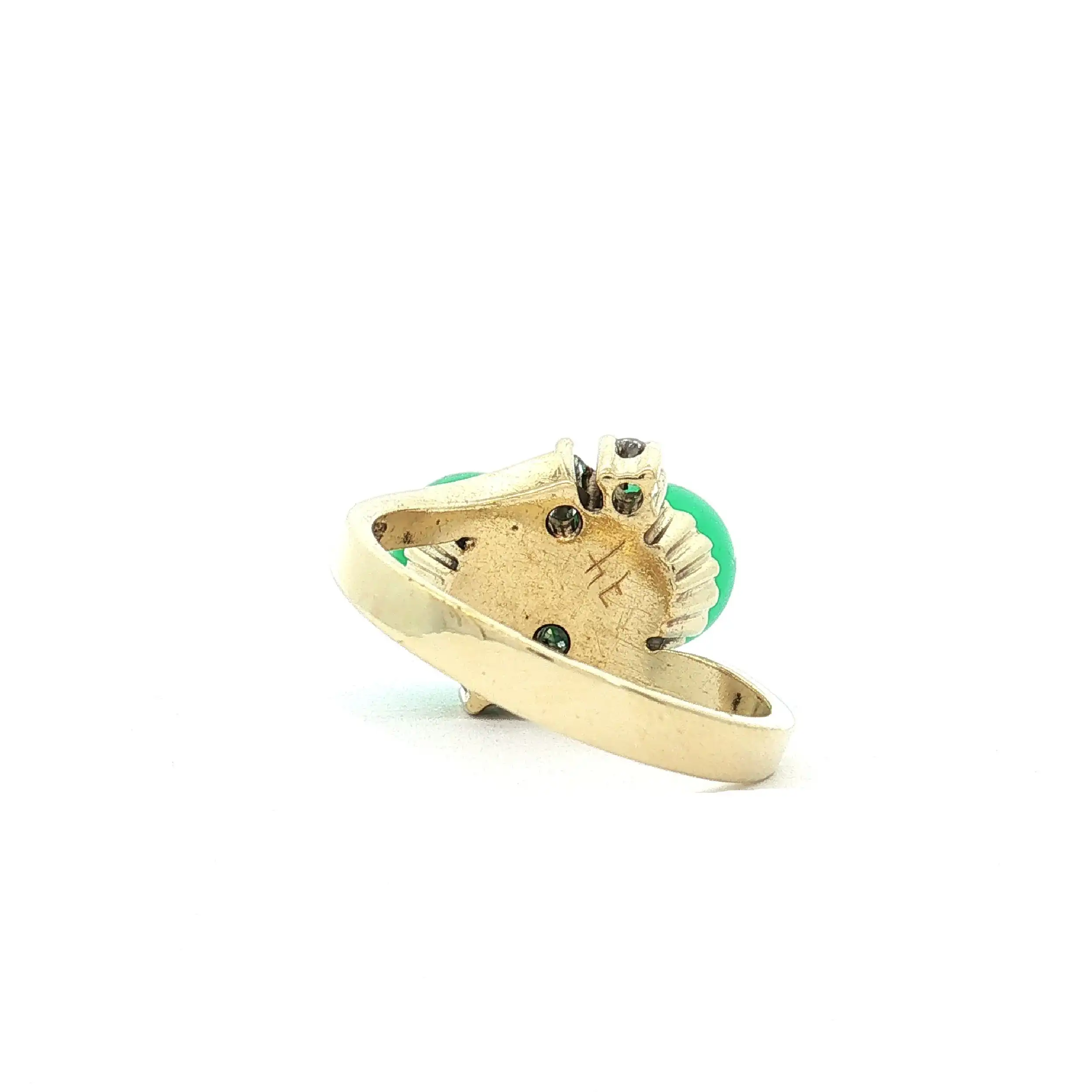 Ring Gelbgold mit Brillanten Chrysopras Cabochons