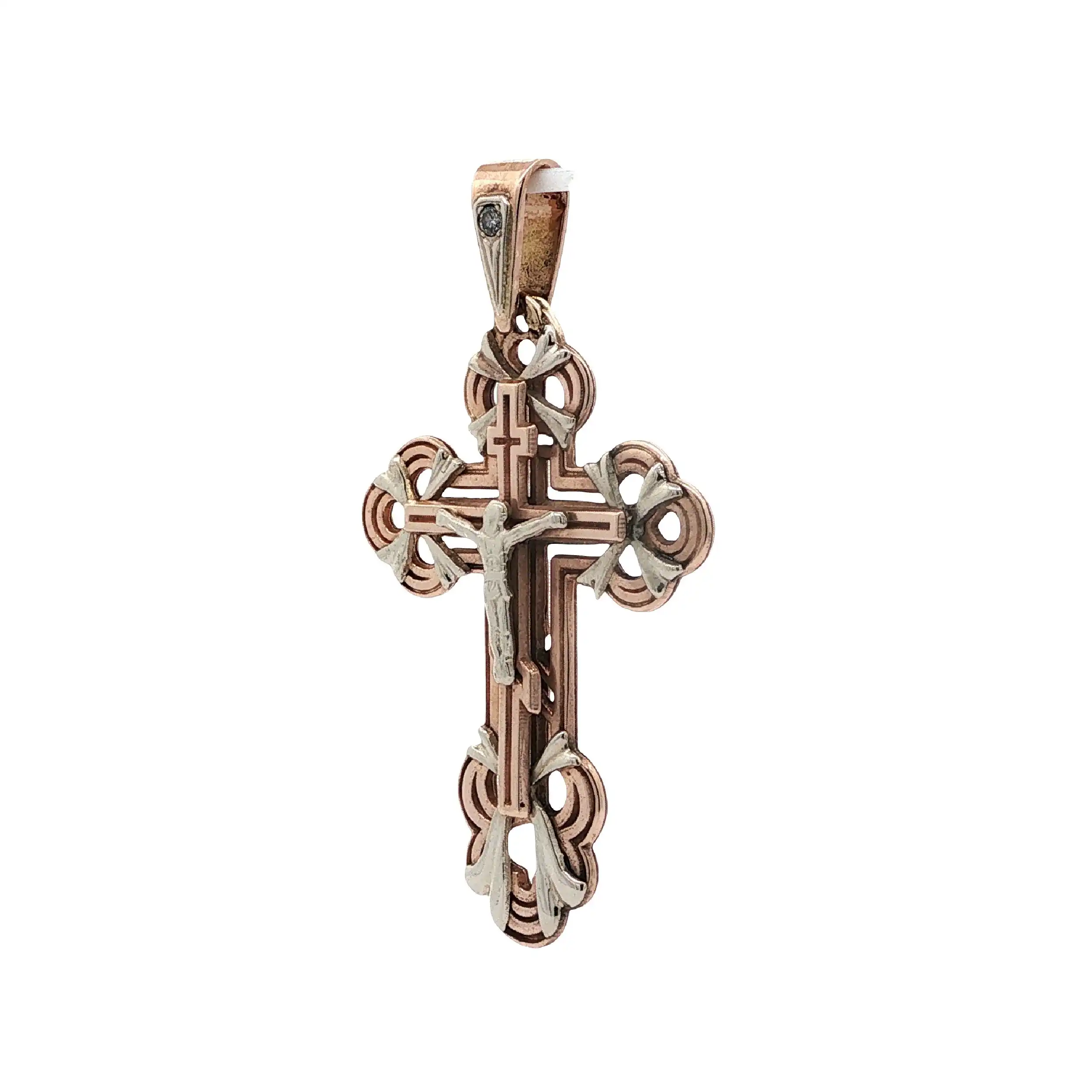 Anhänger Bicolor Kreuz mit Brillant