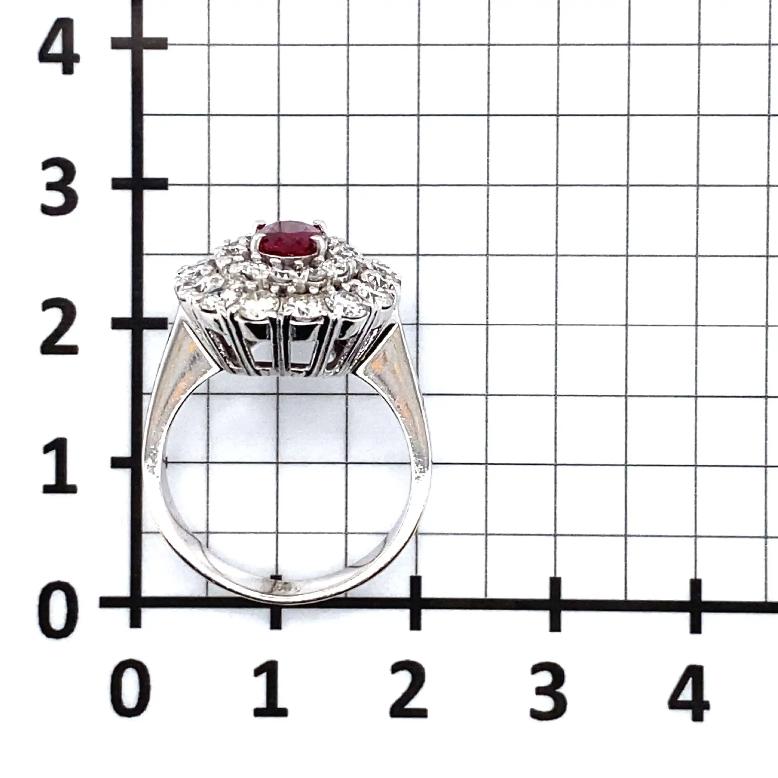 Ring Weißgold mit Rubin und Brillanten, mit Expertise von DPL