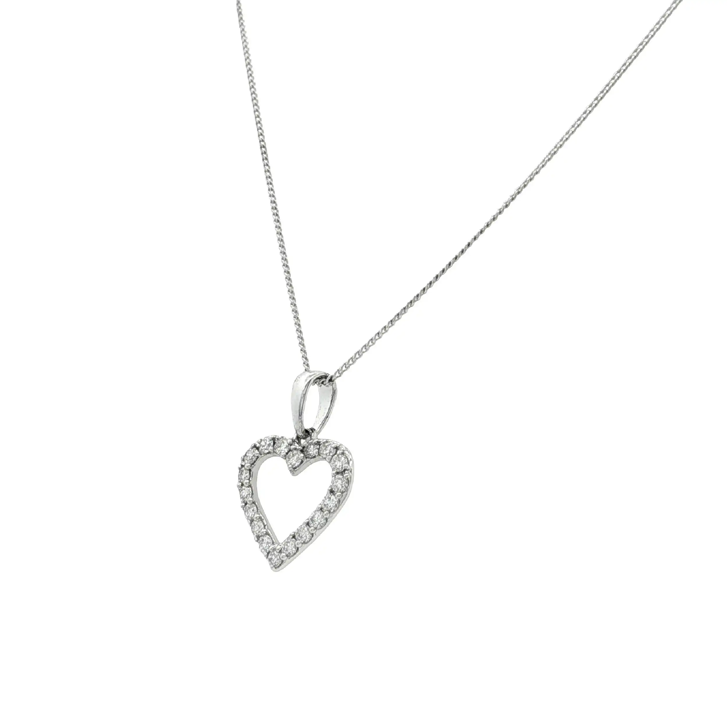 Kette mit Herzanhänger Brillantbesatz