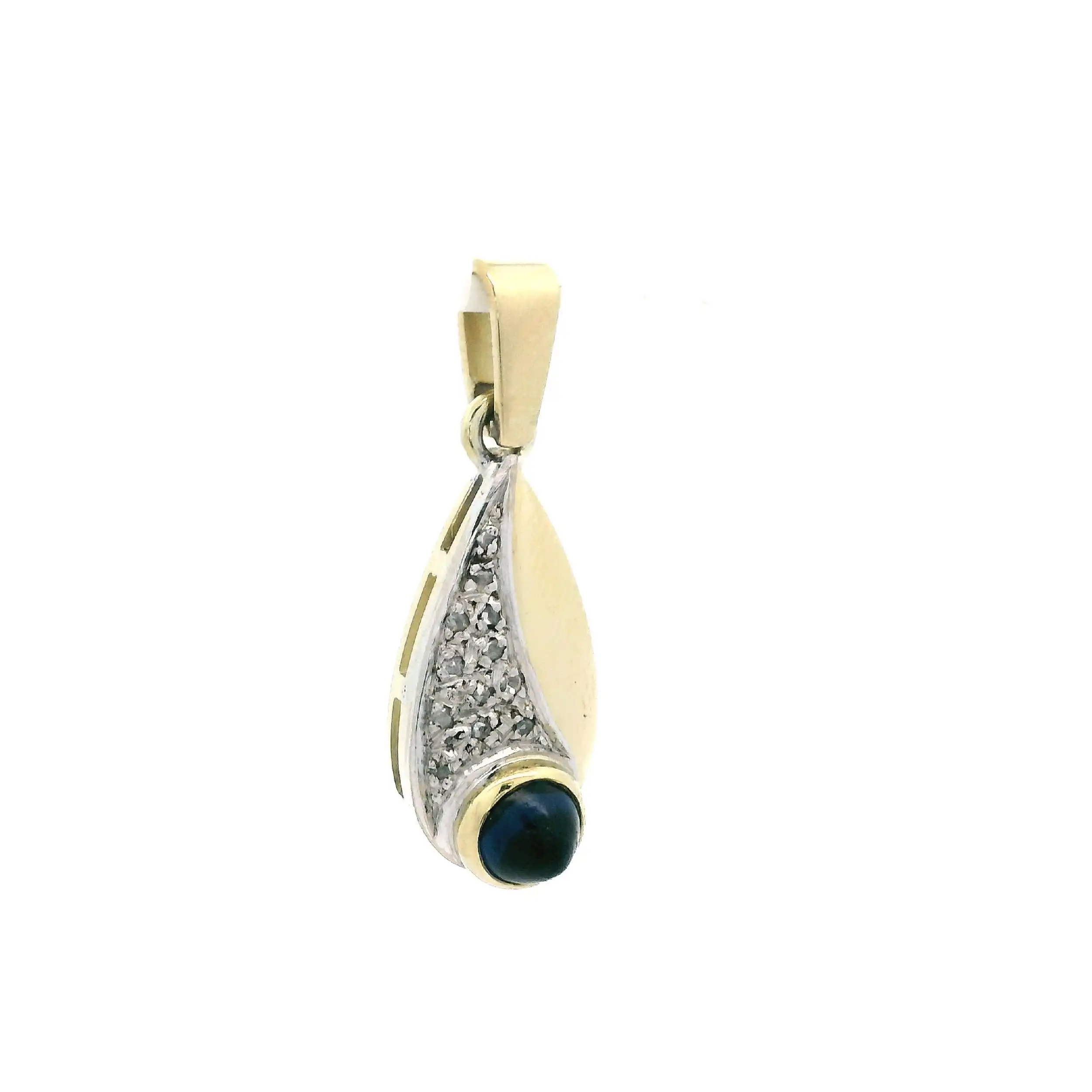 Anhänger Bicolor mit Diamantensplitter und blauem Cabochon Anhänger Bicolor mit Diamantensplitter und blauem Cabochon