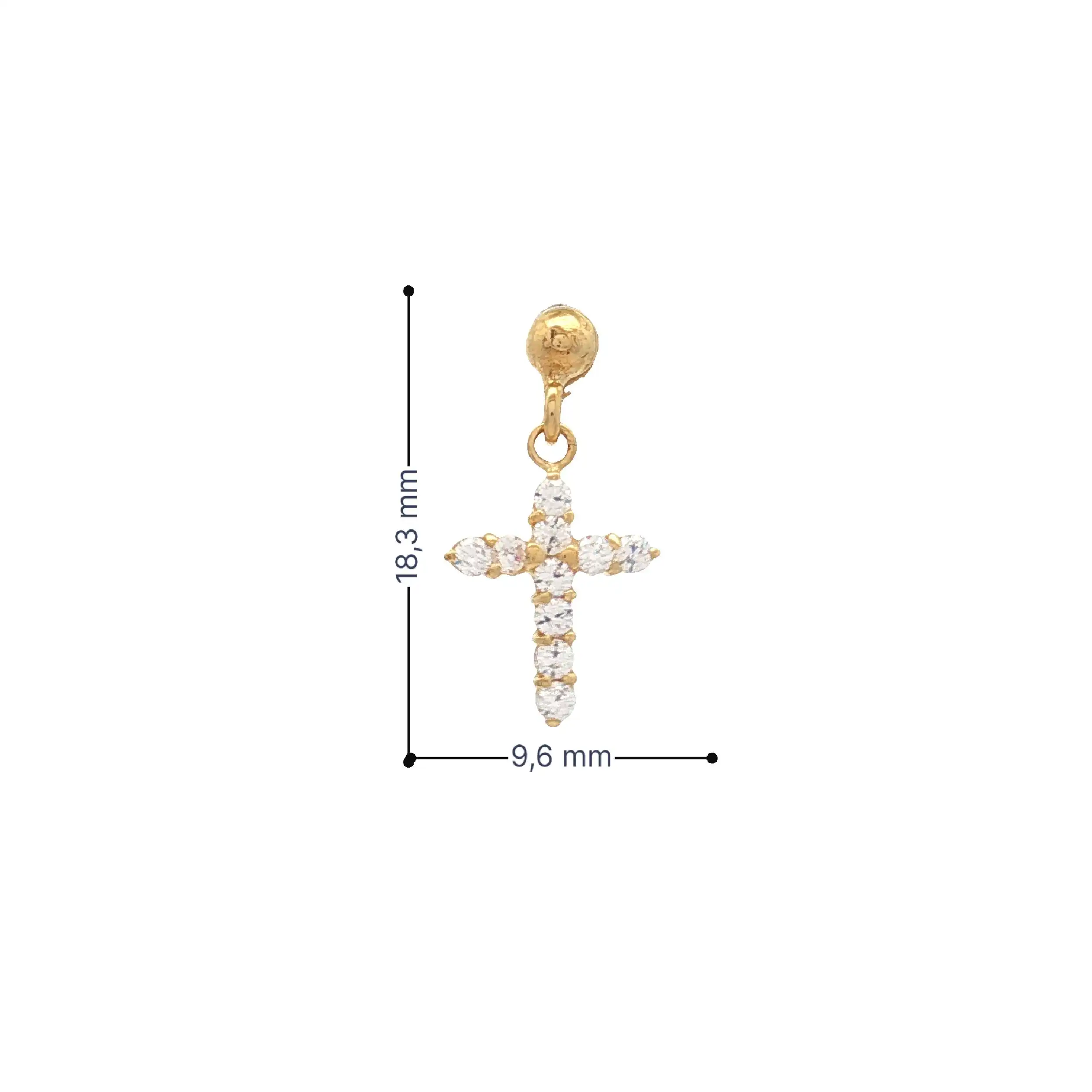 Einzelner Ohrstecker Kreuz mit Zirkonia