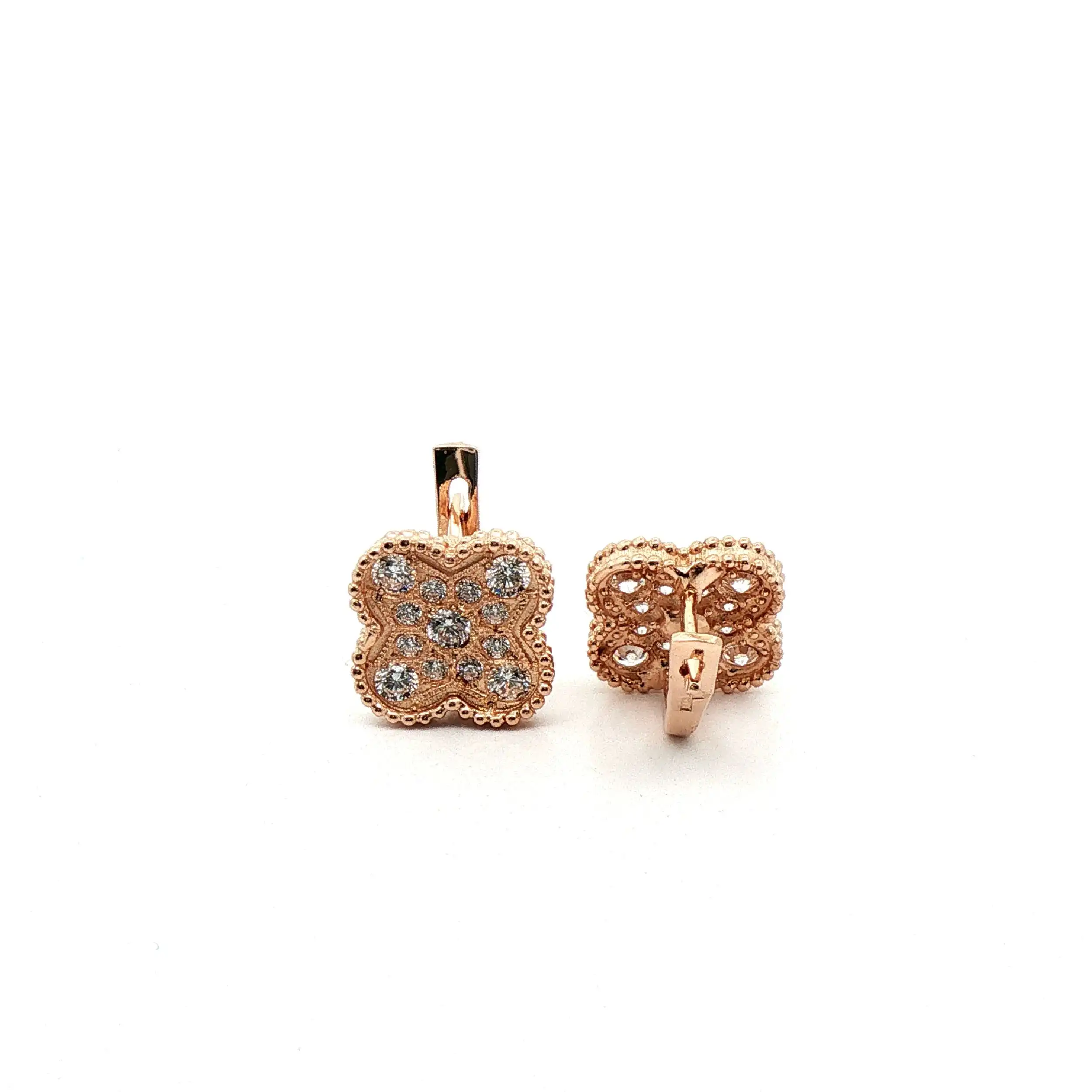 Ohrringe Rosegold Kleeblatt mit Zirkonia