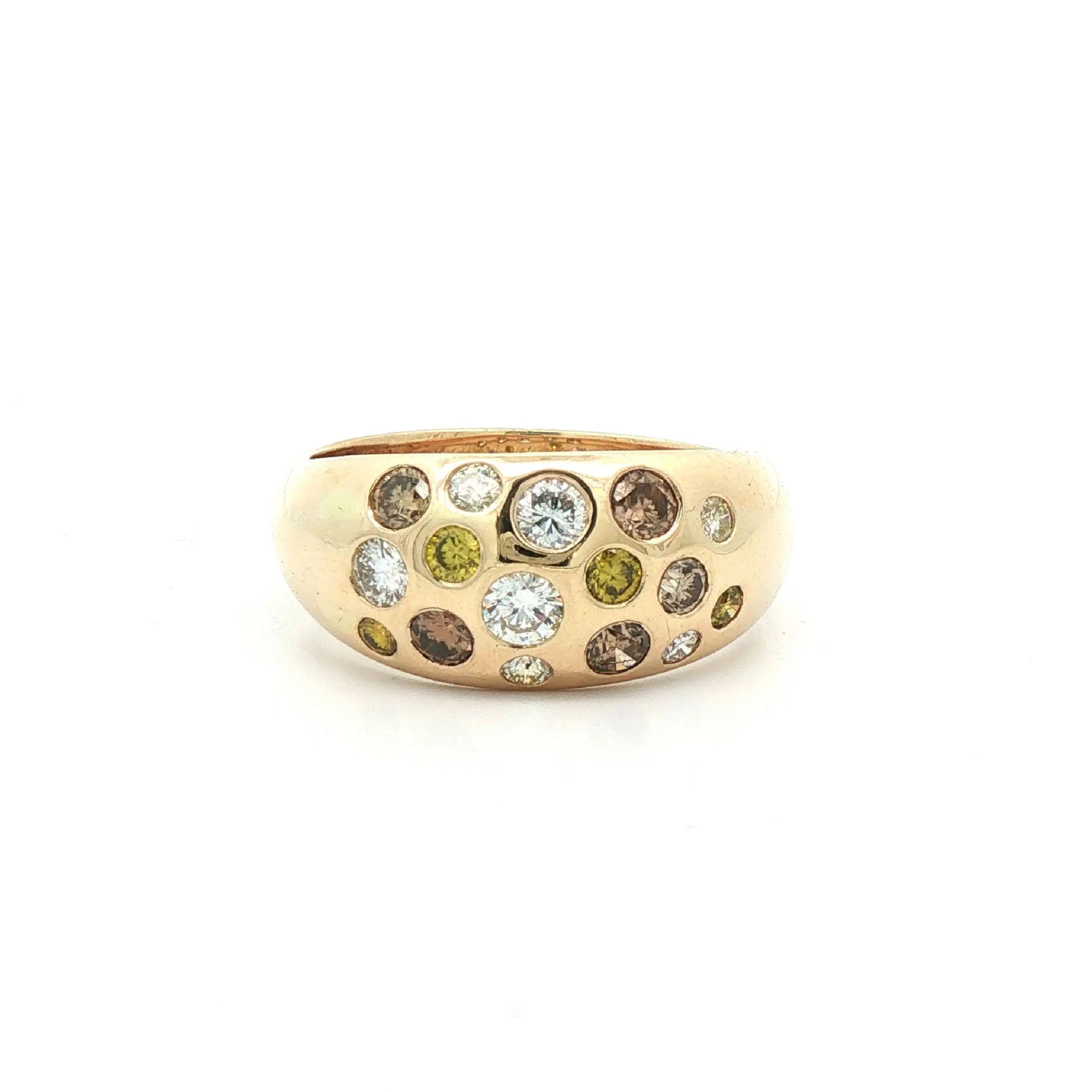 Ring Gelbgold mit farbigen Brillanten