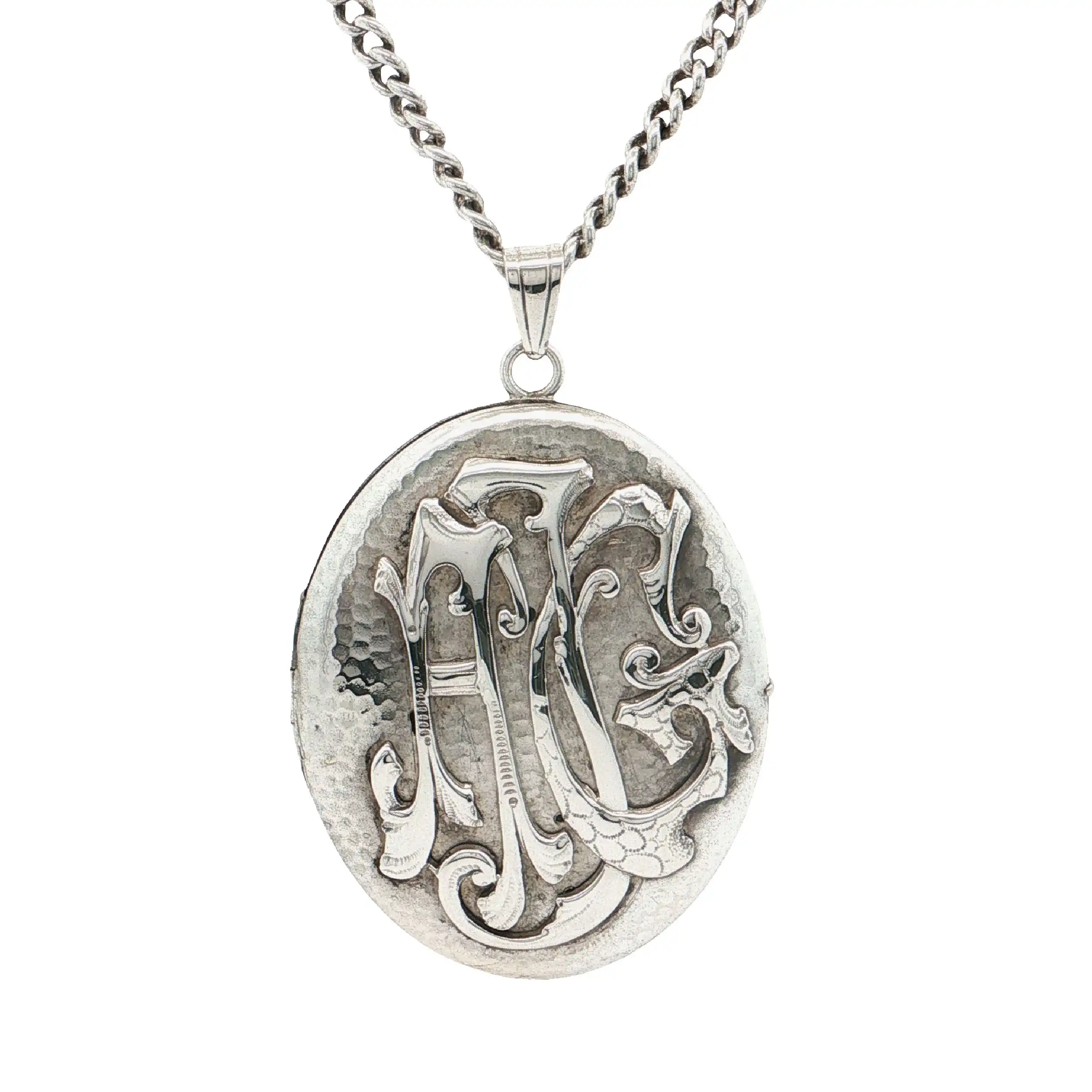 Kette Silber mit graviertem Medaillon Anhänger