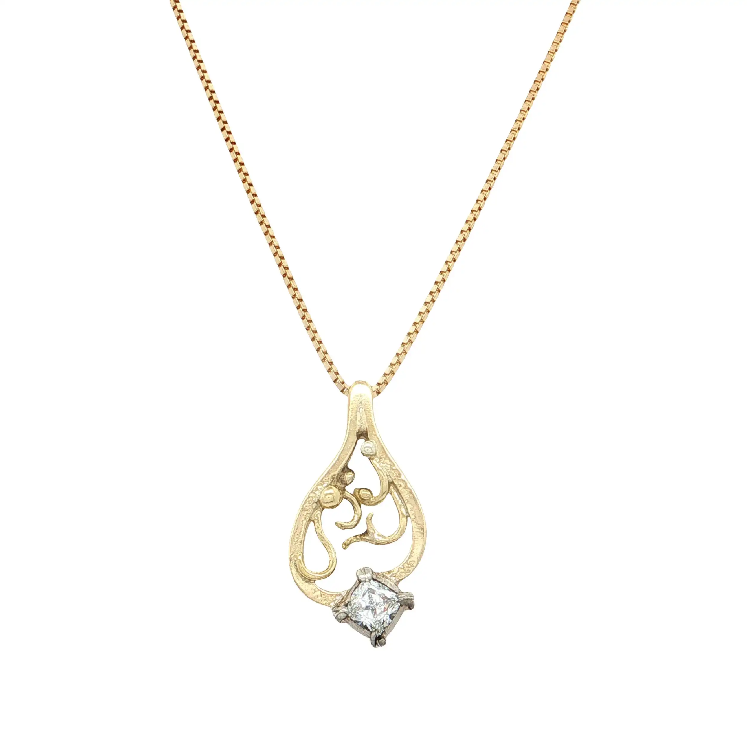 Kette Bicolor mit Anhänger mit Princess Cut Diamant Kette Bicolor mit Anhänger mit Princess Cut Diamant