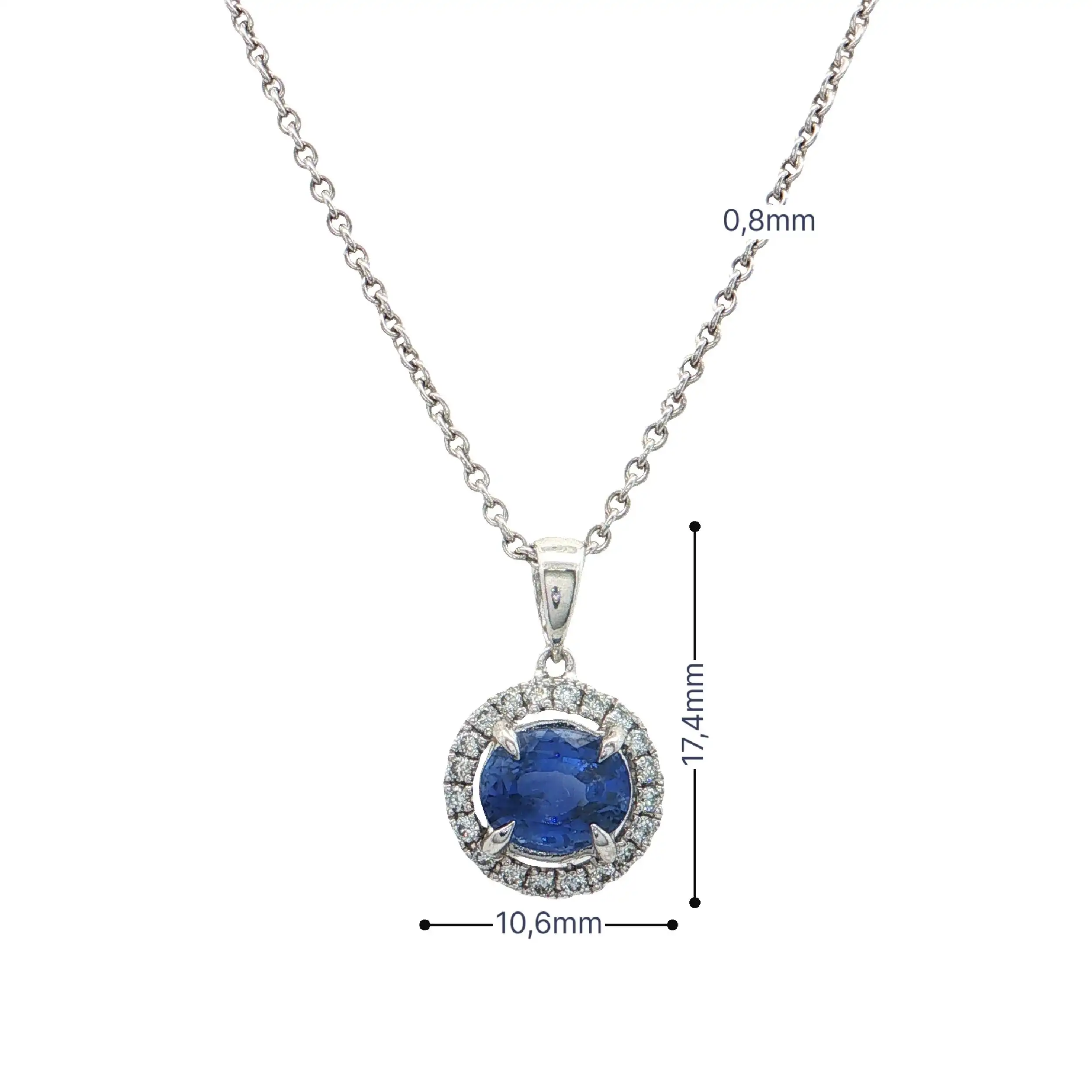 Kette Weißgold mit Anhänger mit Saphir und Brillanten Kette Weißgold mit Anhänger mit Saphir und Brillanten