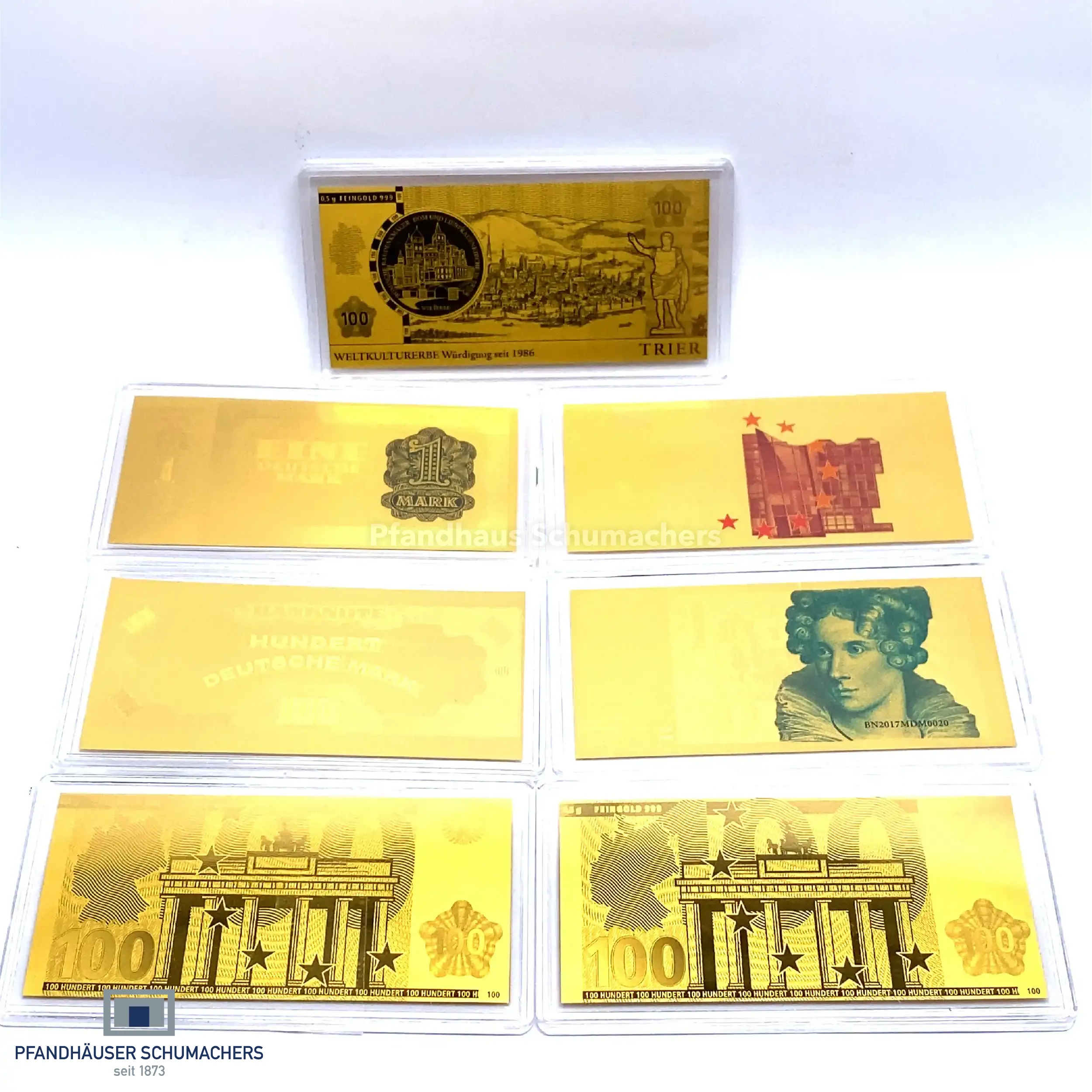 7 Banknoten in Gold je 0,5 Gramm