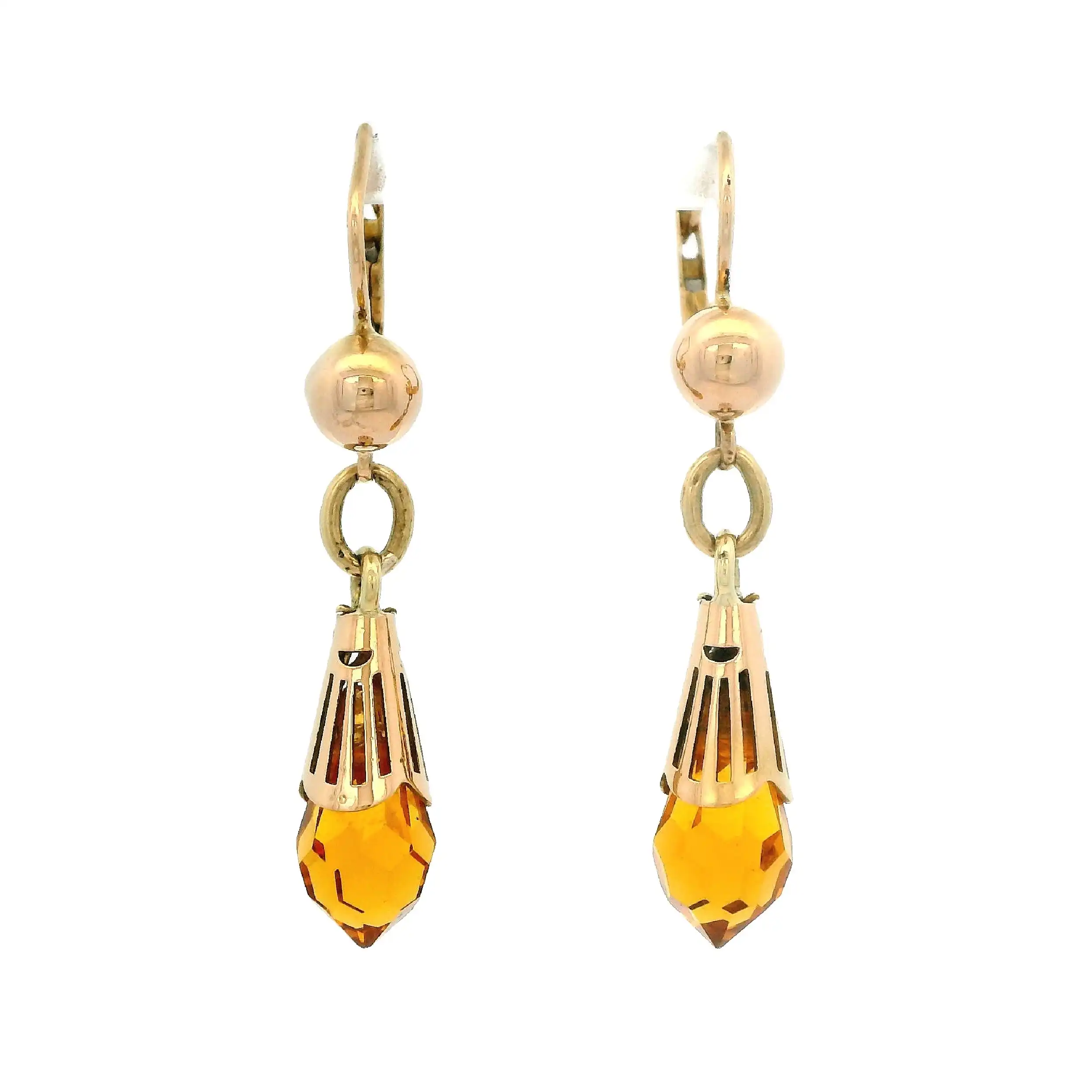 Ohrhänger Gelbgold mit orangenem Farbstein Ohrhänger Gelbgold mit orangenem Farbstein