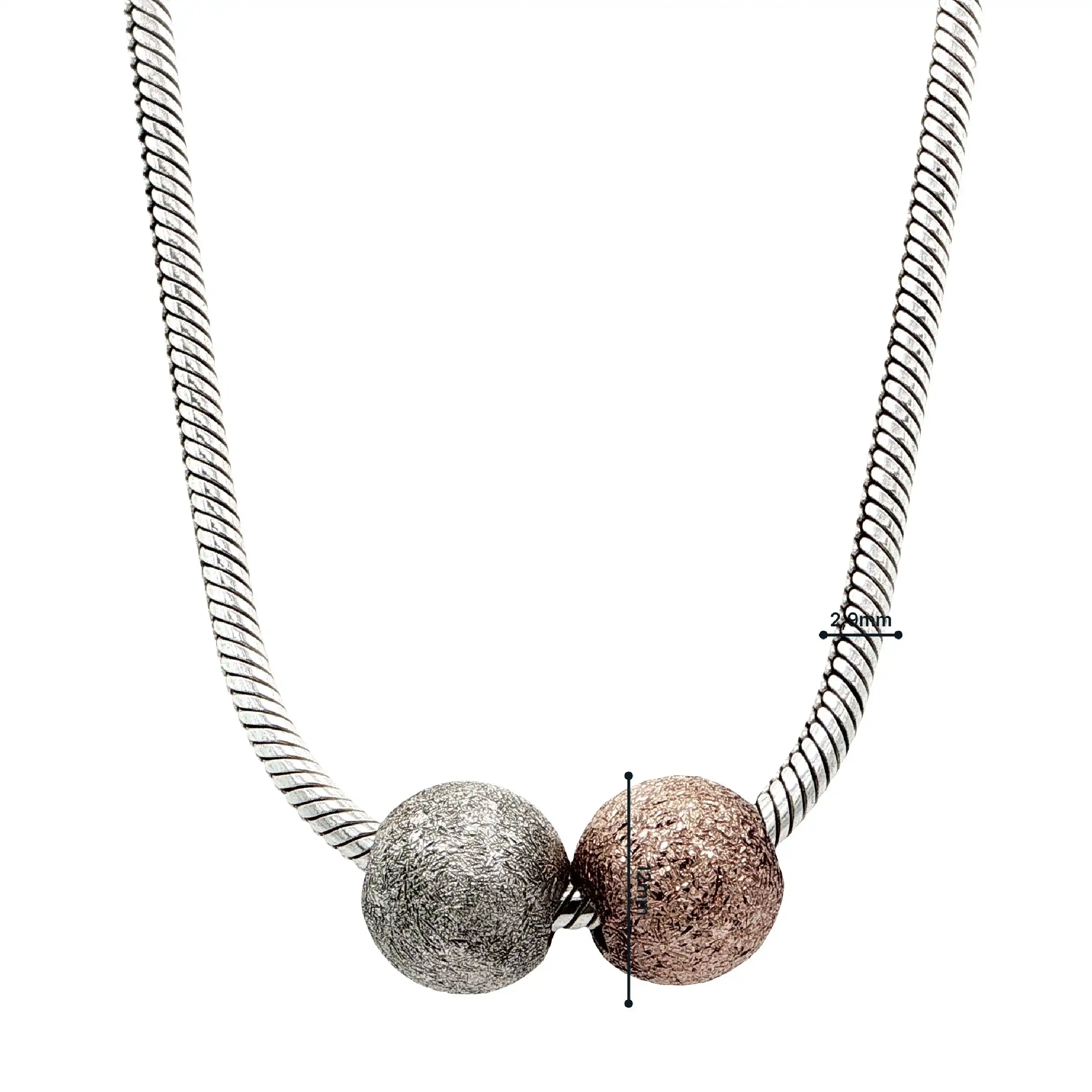 Schlangenkette Silber mit Anhänger Kugeln