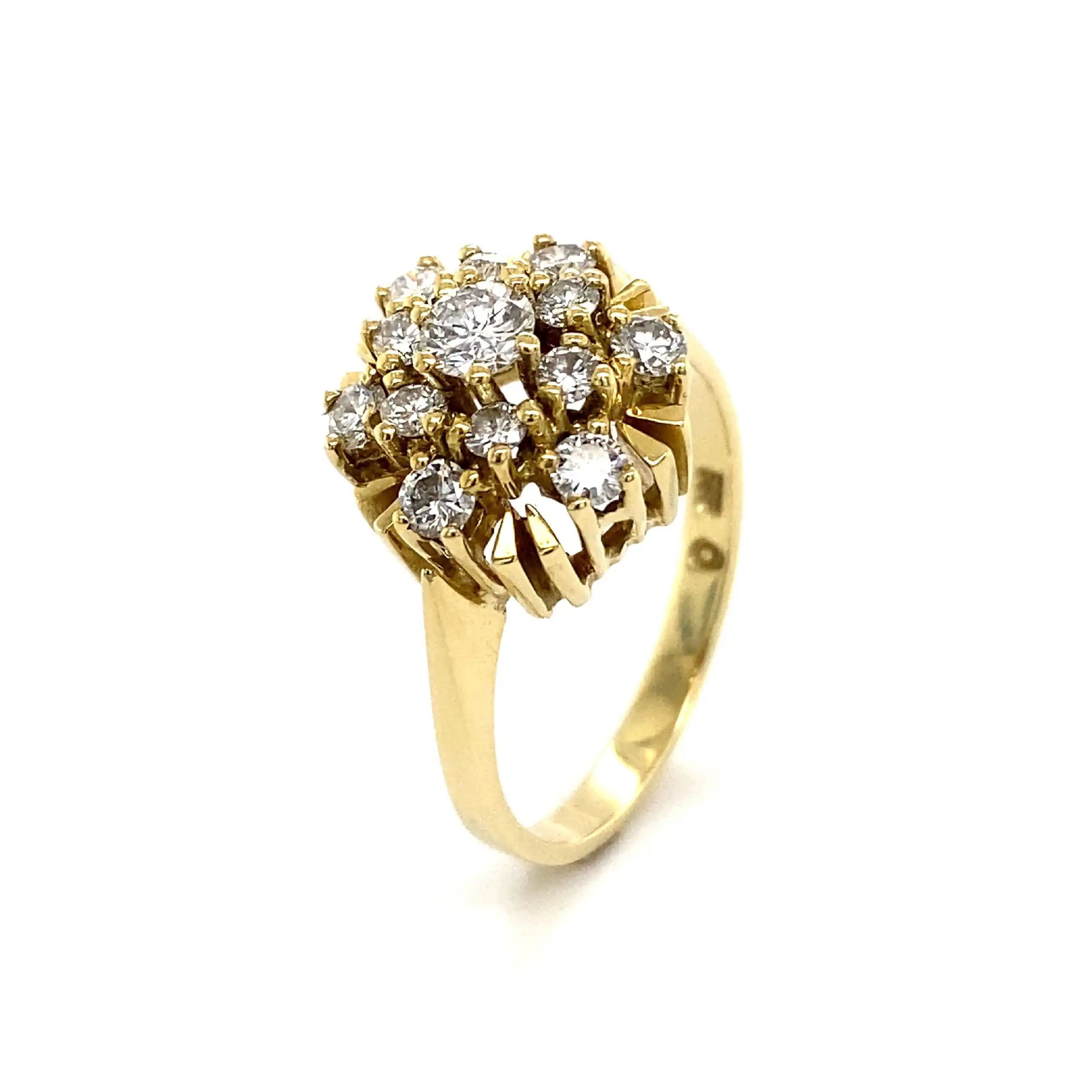 Ring Gelbgold mit Brillant Solitär & Melée-Besatz