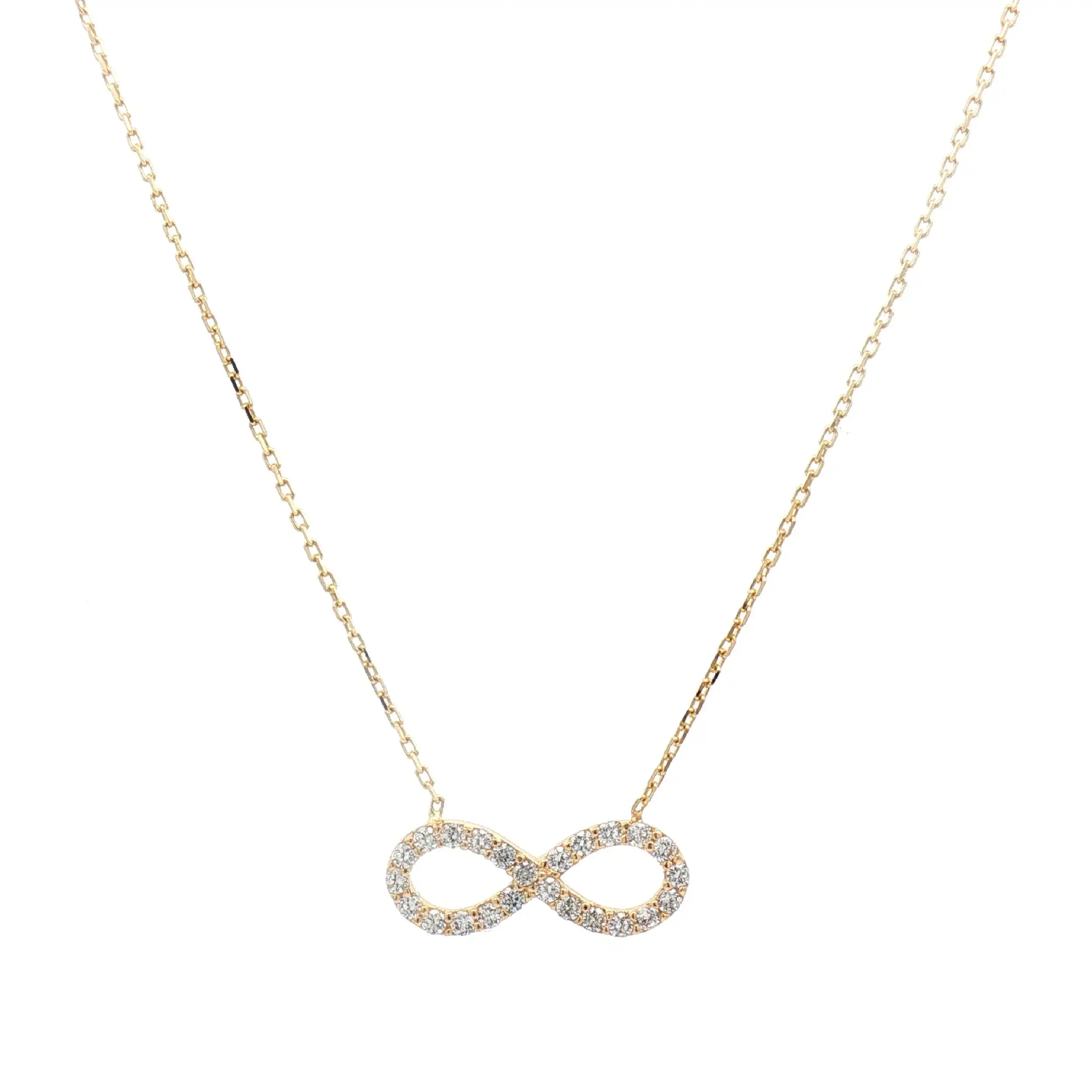 Ankerkette Gelbgold mit Anhänger und Zirkonia