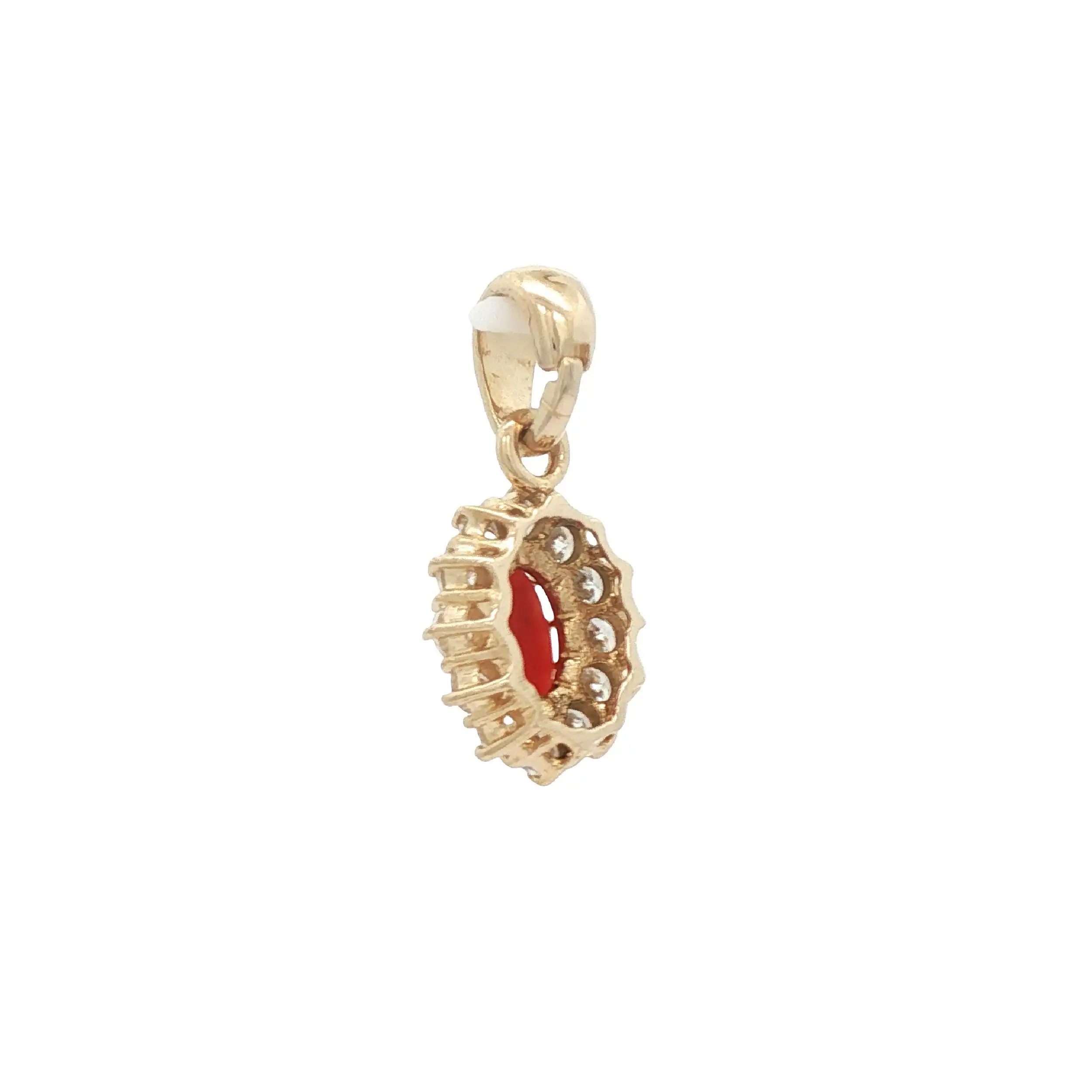 Anhänger Gelbgold mit Zirkonia und Koralle Anhänger Gelbgold mit Zirkonia und Koralle