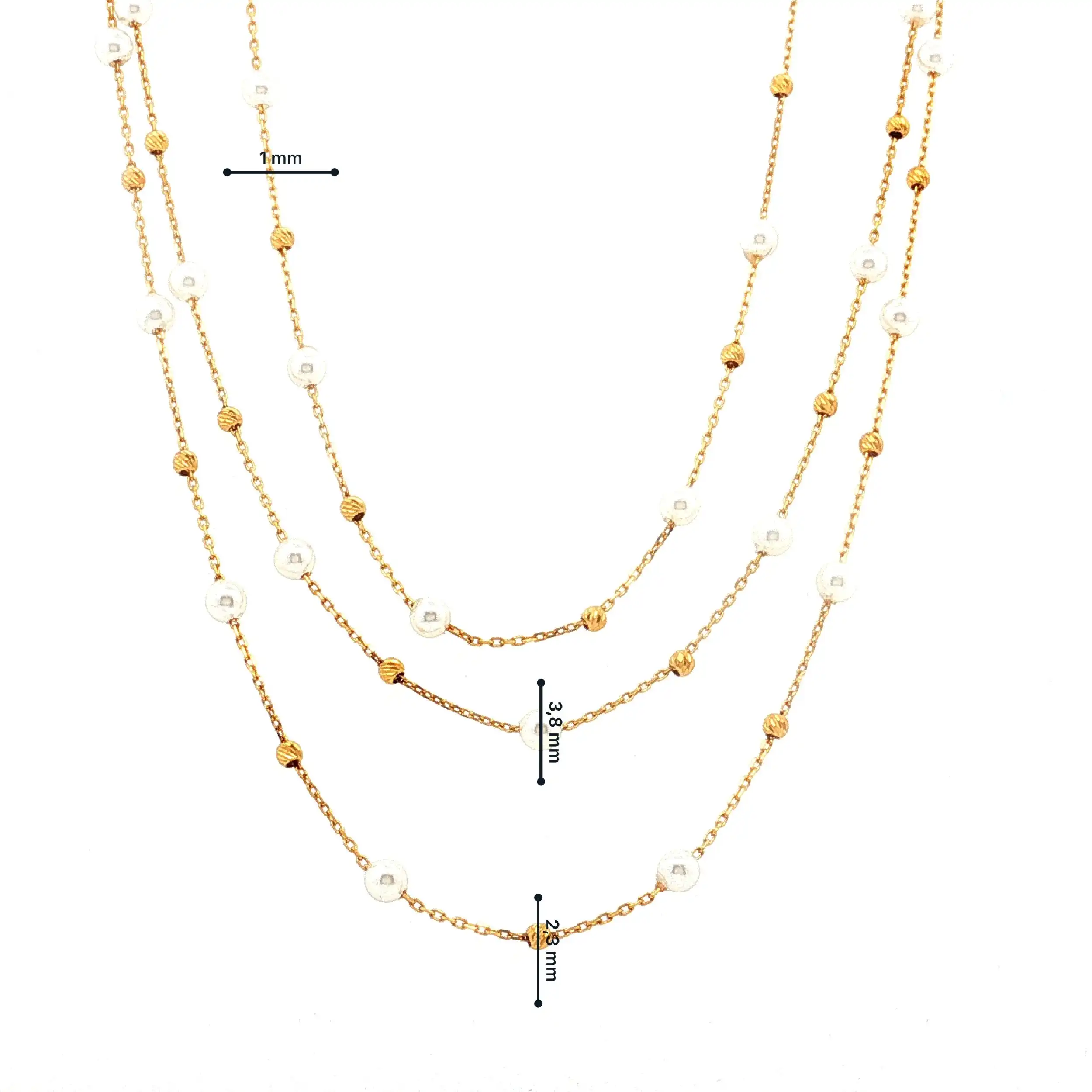 Kette Gelbgold 3-reihig mit Perlen Kette Gelbgold 3-reihig mit Perlen