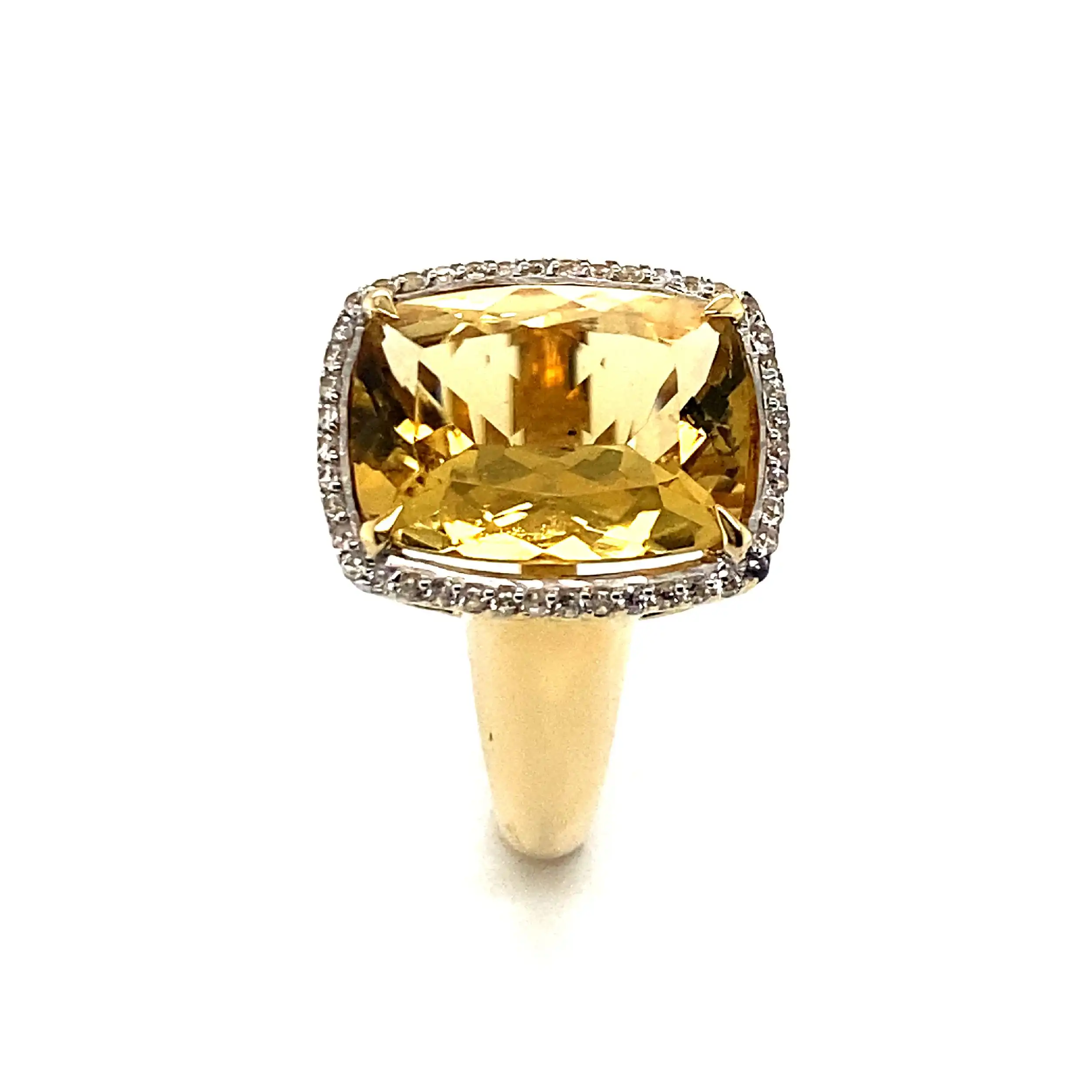 Ring Gelbgold mit Heliodor 5,1ct und weißen natürlichen Zirkonen 0,26ct, mit Expertise von EPL Ring Gelbgold mit Heliodor 5,1ct und weißen natürlichen Zirkonen 0,26ct, mit Expertise von EPL
