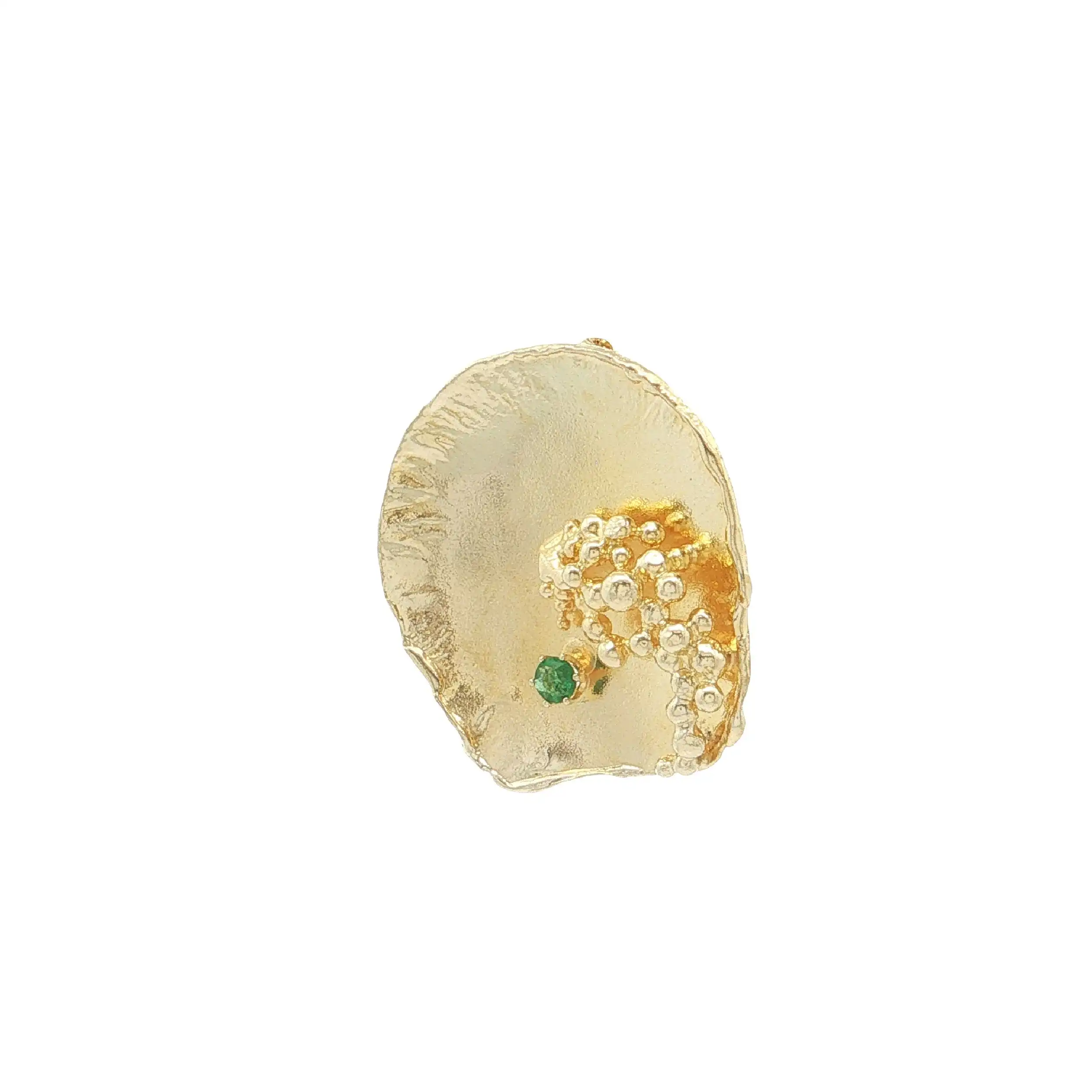 Brosche Gelbgold mit grünem Stein