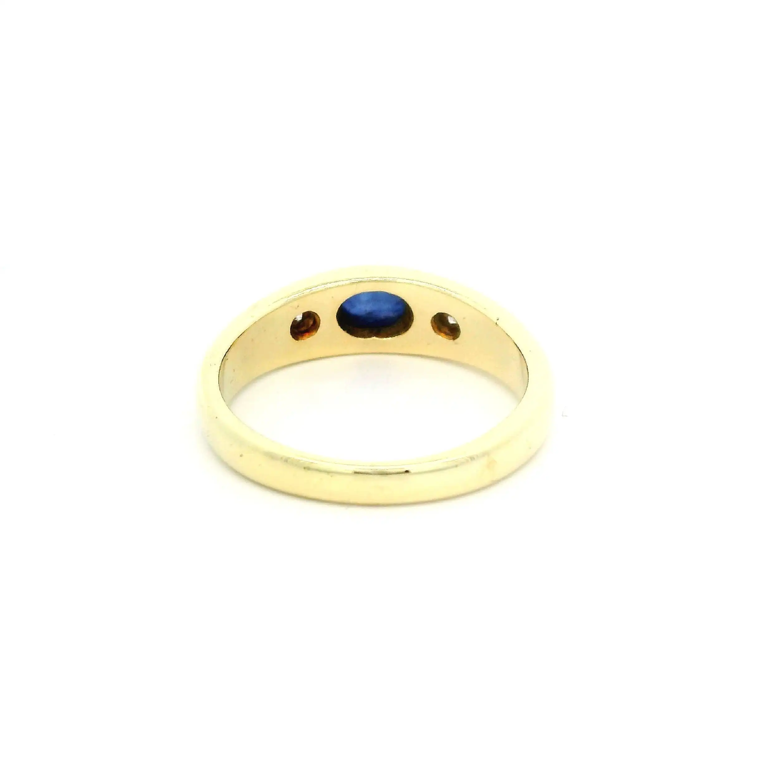 Ring Gelbgold mit Brillanten und Cabochon Farbstein