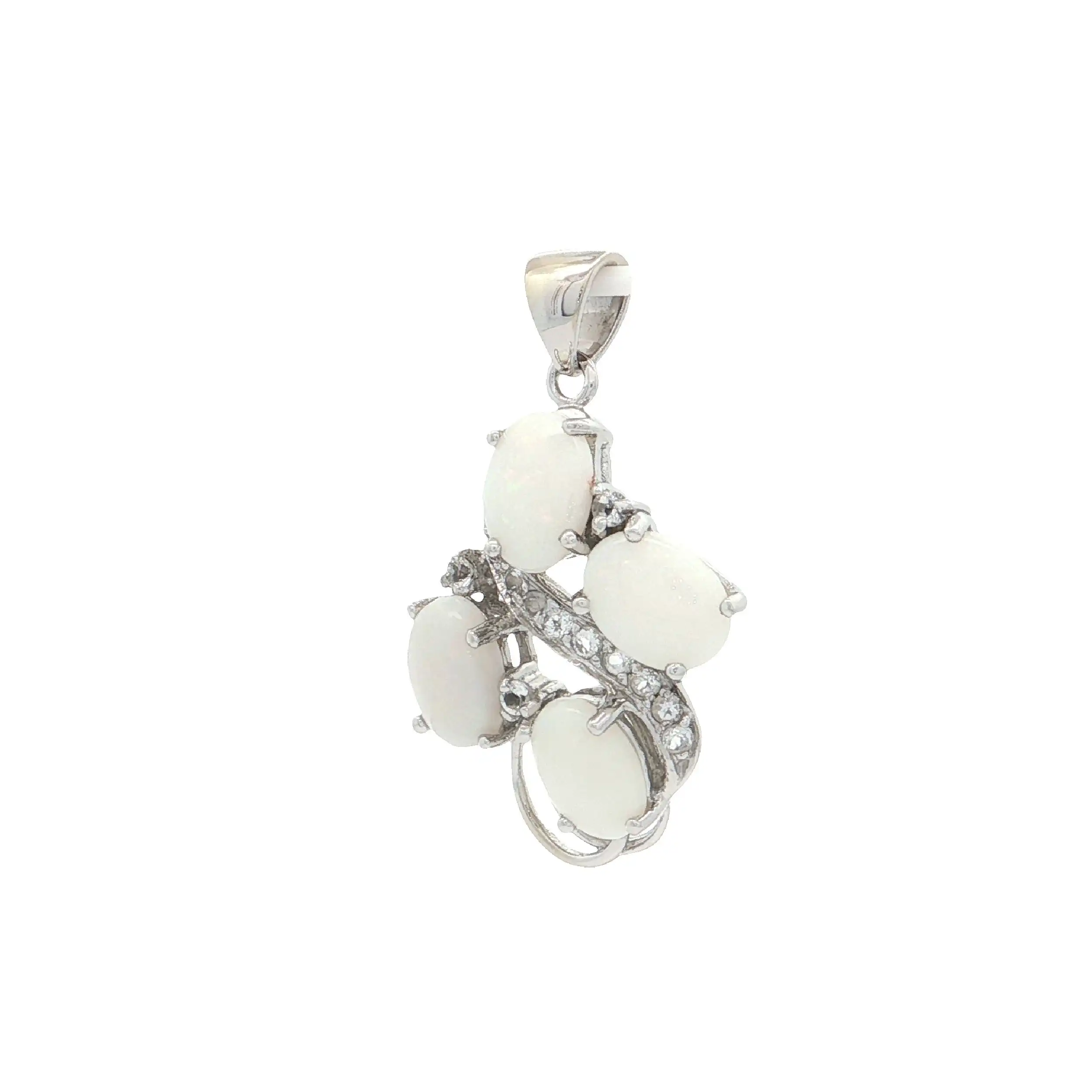 Anhänger Weißgold mit Opal und weißem Topas Anhänger Weißgold mit Opal und weißem Topas