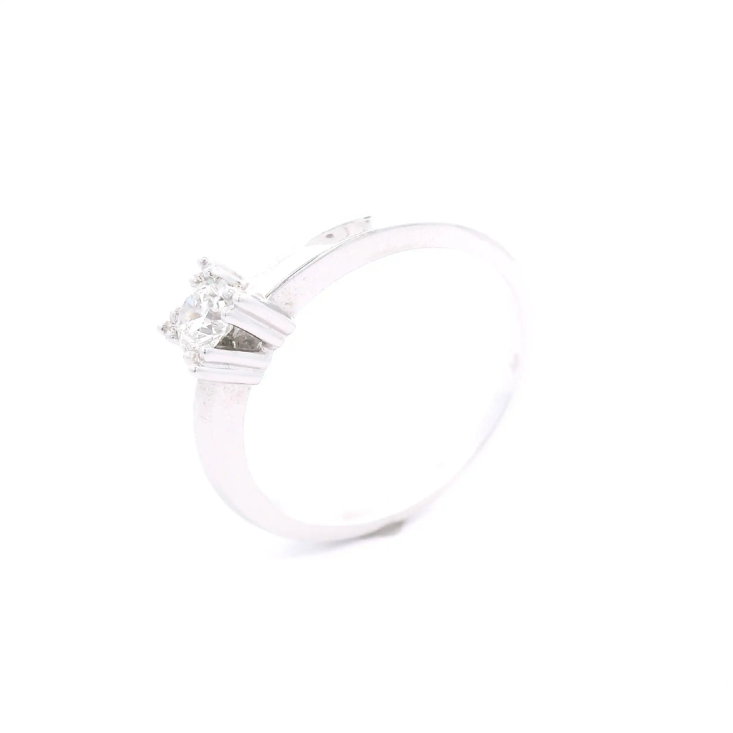 Ring Weißgold mit Brillant-Solitär, graviert mit "0.25 W/Si"