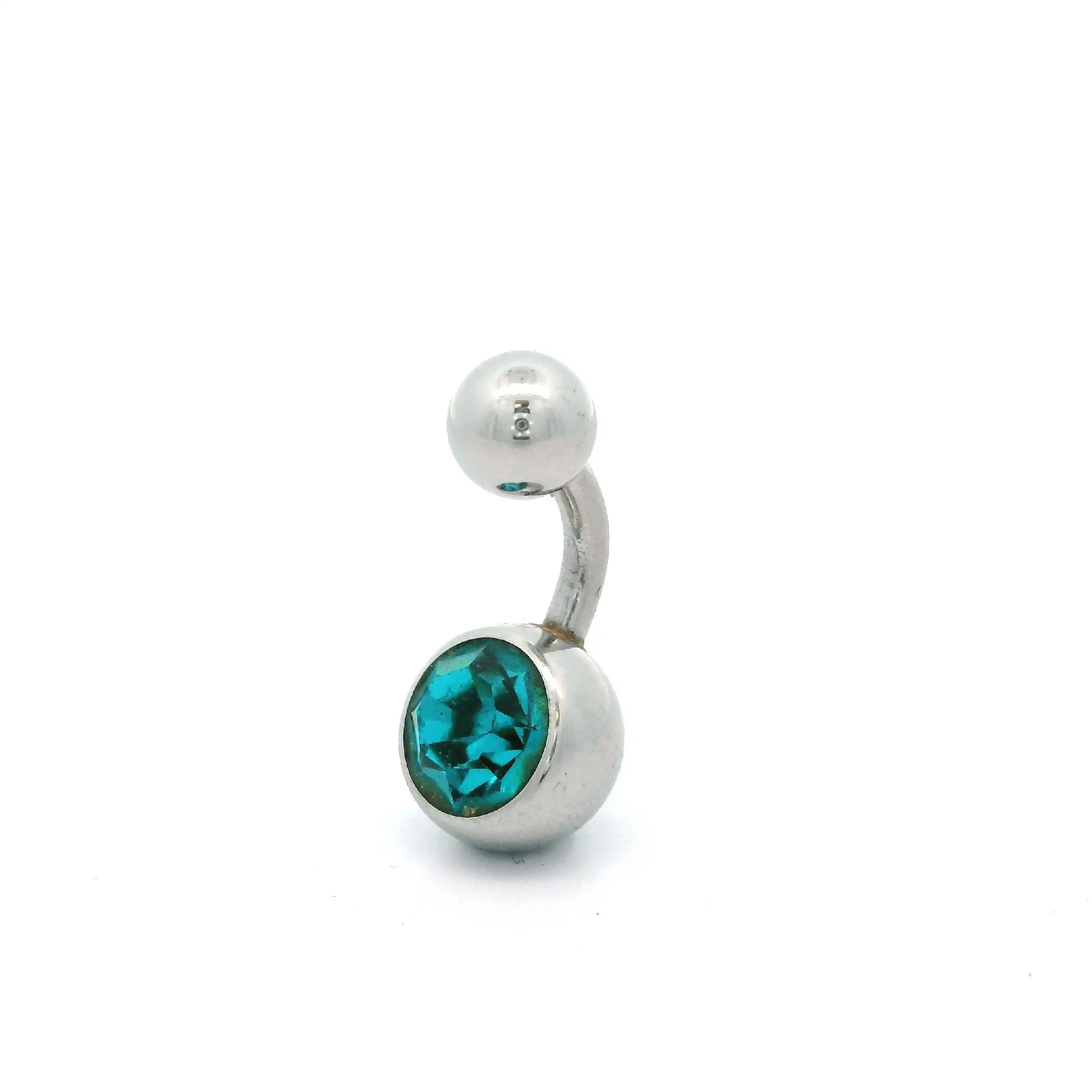 Edelstahl Bauchnabelpiercing mit türkisem Farbstein Edelstahl Bauchnabelpiercing mit türkisem Farbstein