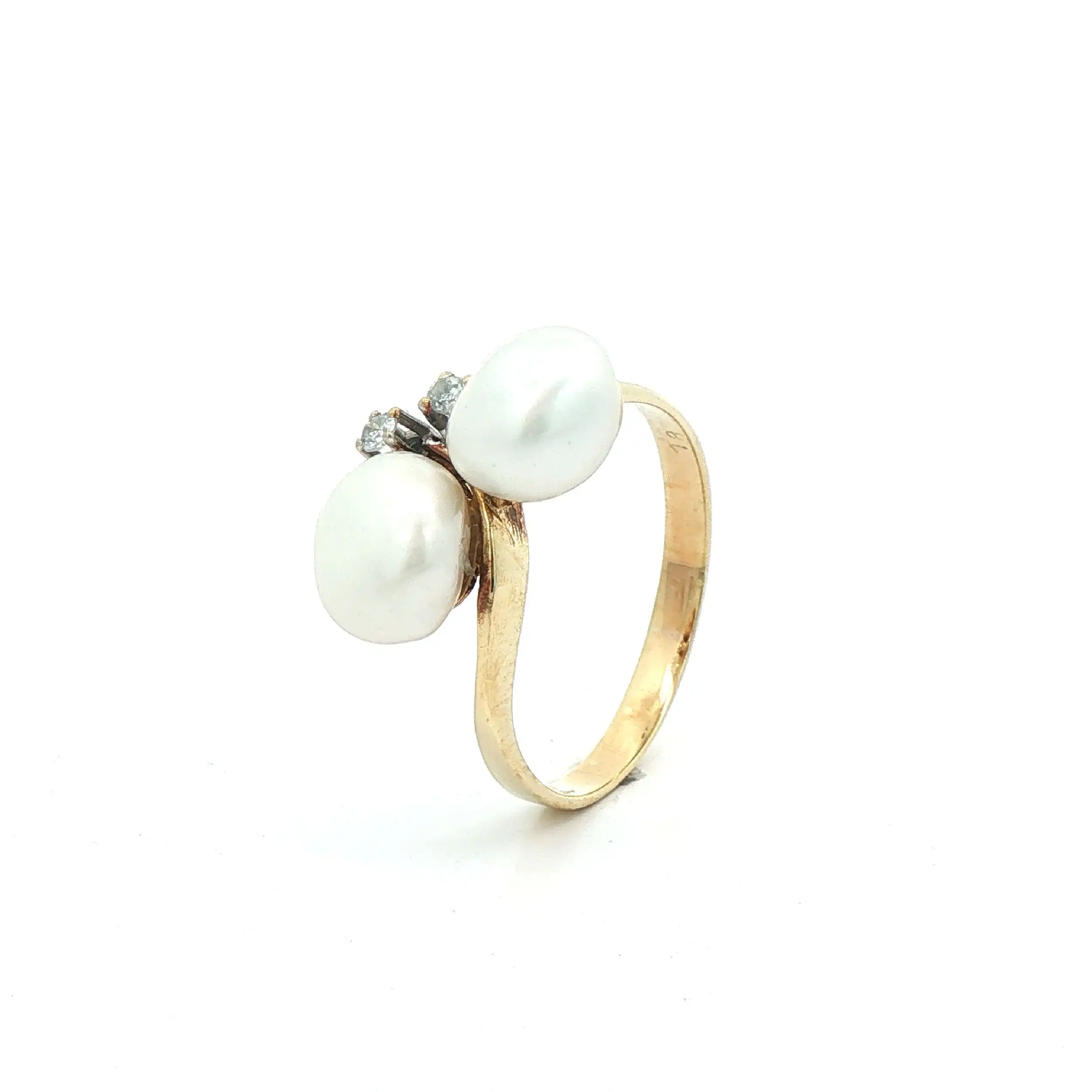 Ring Gelbgold mit Perle und Diamanten