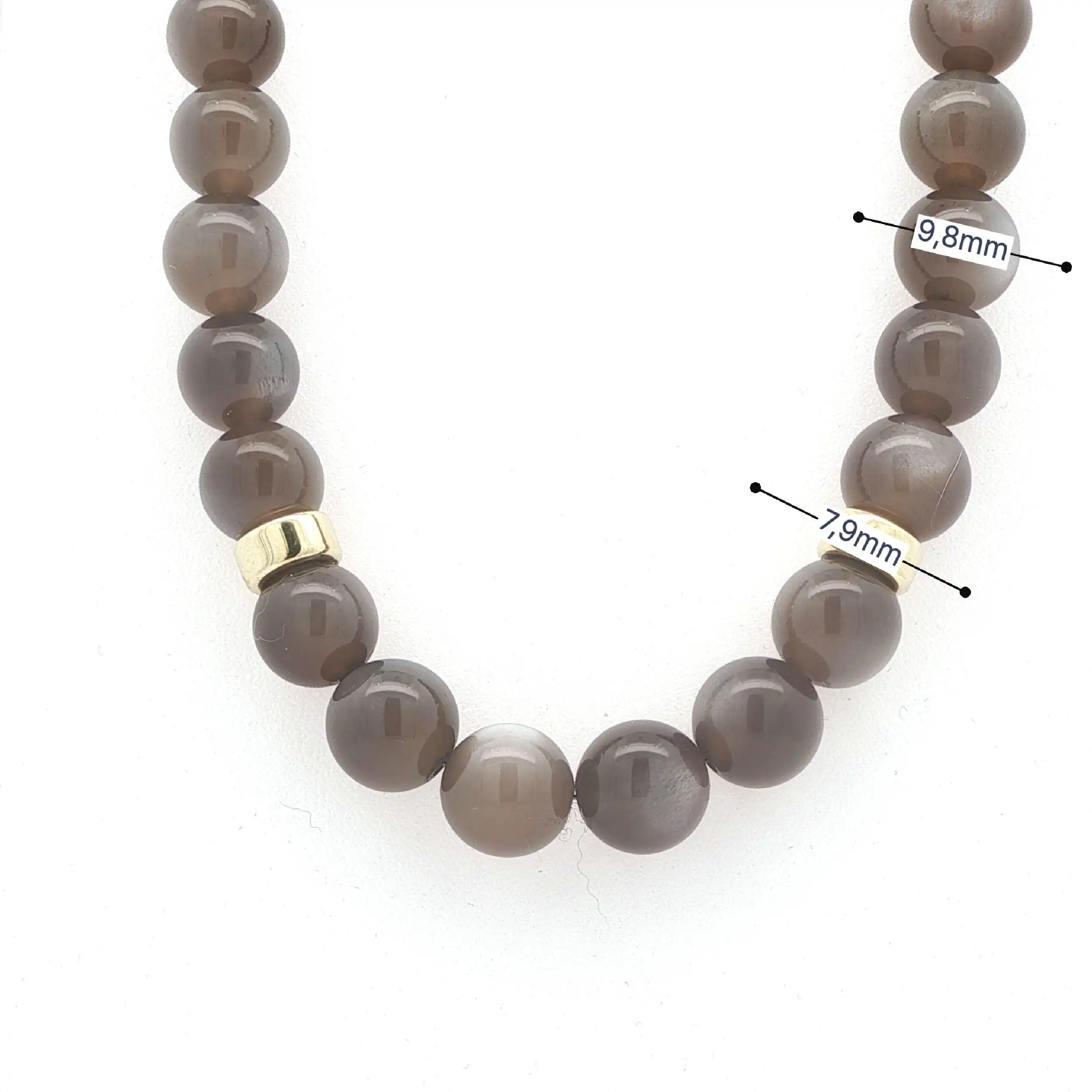 Kugelkette Gelbgold mit grauen Steinen