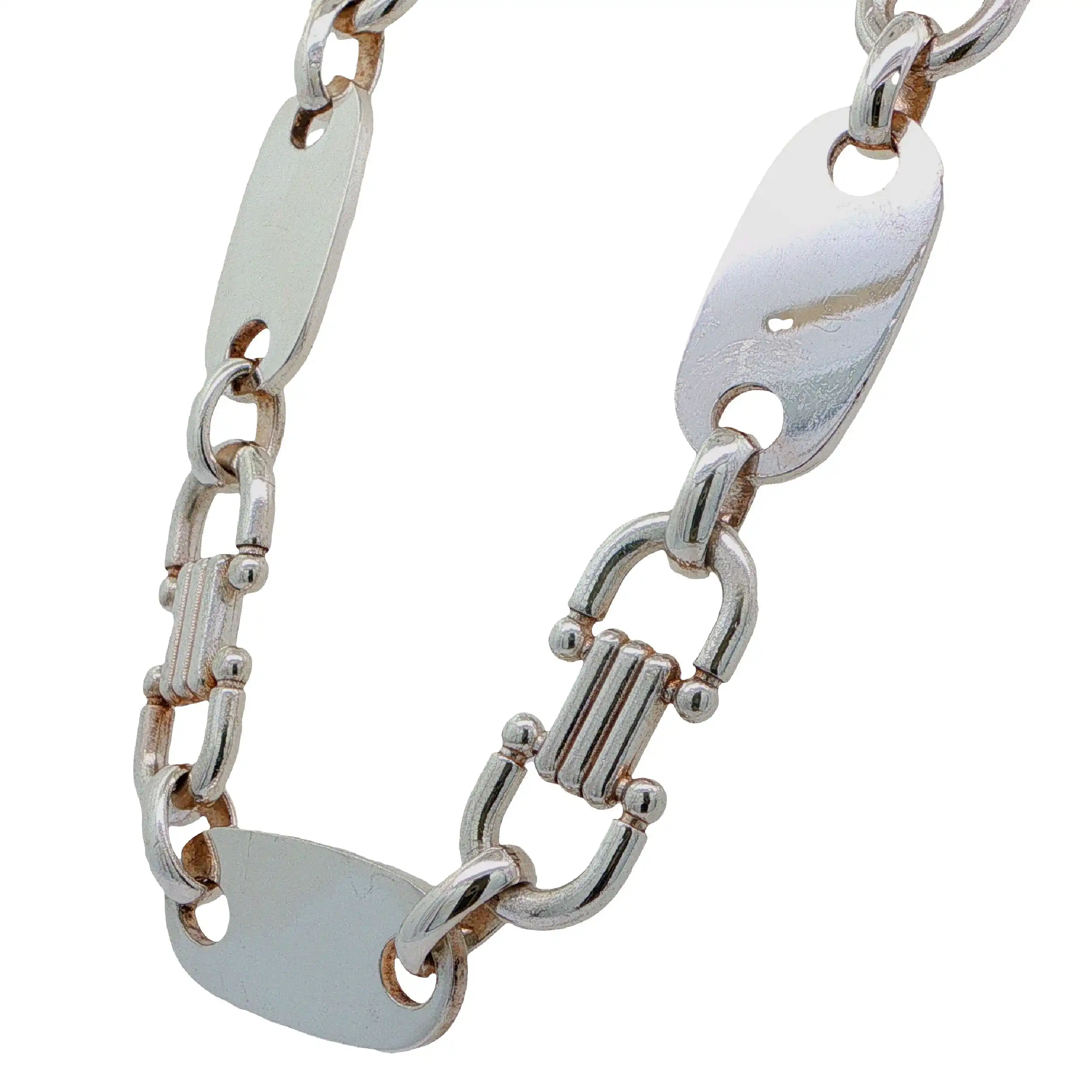 Plattensteigbügelkette Silber
