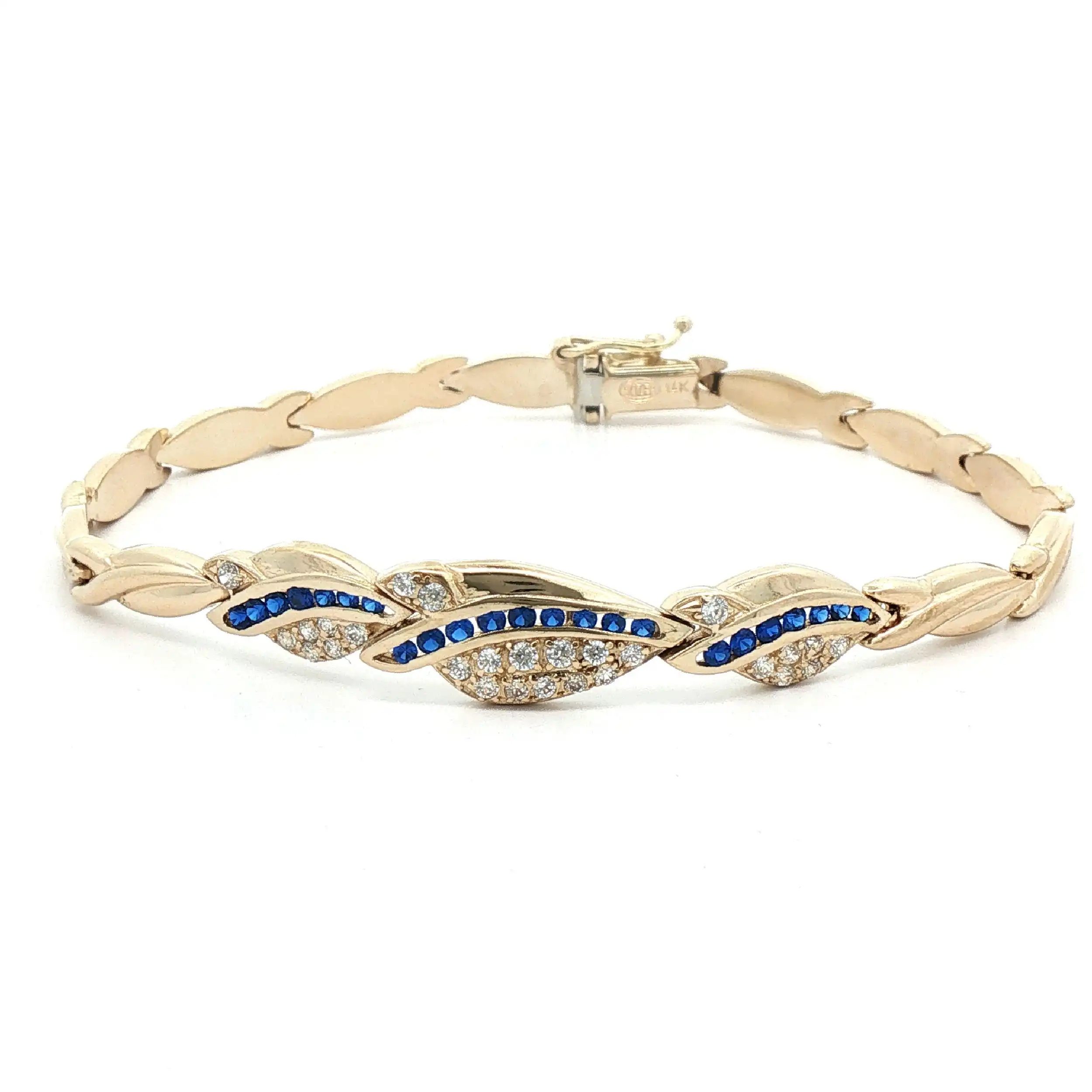 Armband Gelbgold mit Zirkonia und blauen Farbsteinen Armband Gelbgold mit Zirkonia und blauen Farbsteinen