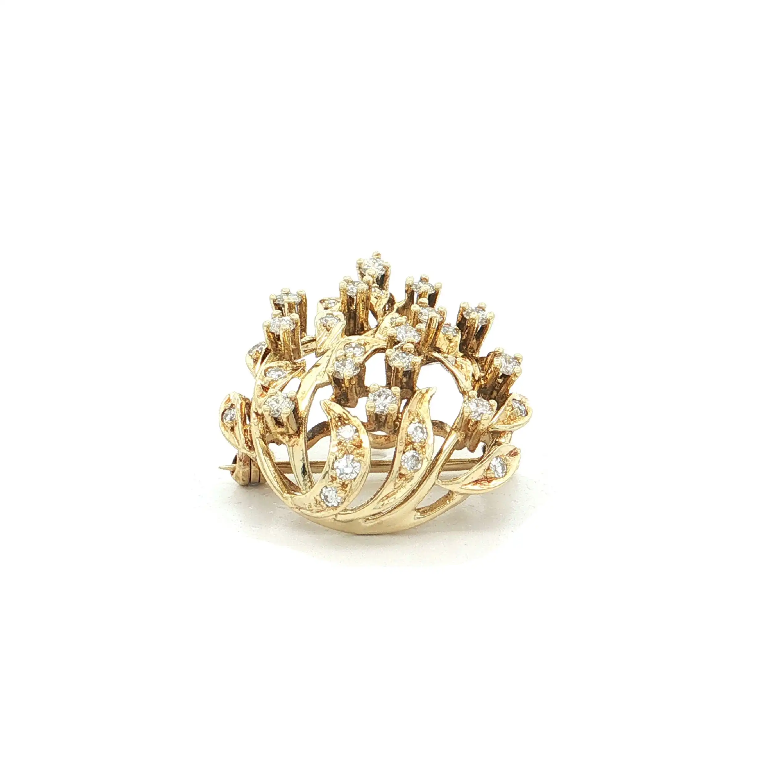 Brosche Gelbgold mit Brillanten und Diamanten Brosche Gelbgold mit Brillanten und Diamanten