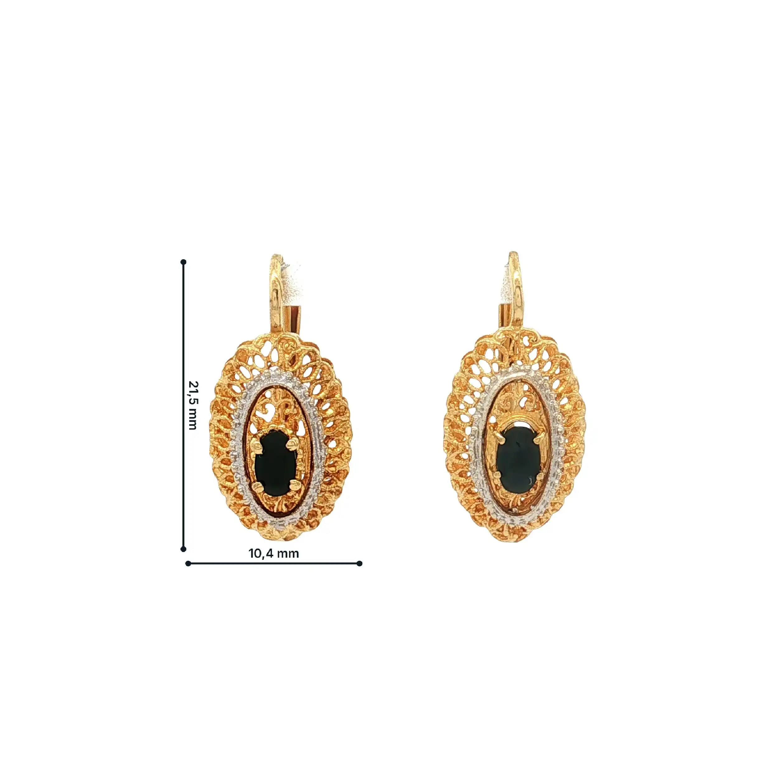 Ohrringe Gelbgold mit schwarzen Stein Ohrringe Gelbgold mit schwarzen Stein