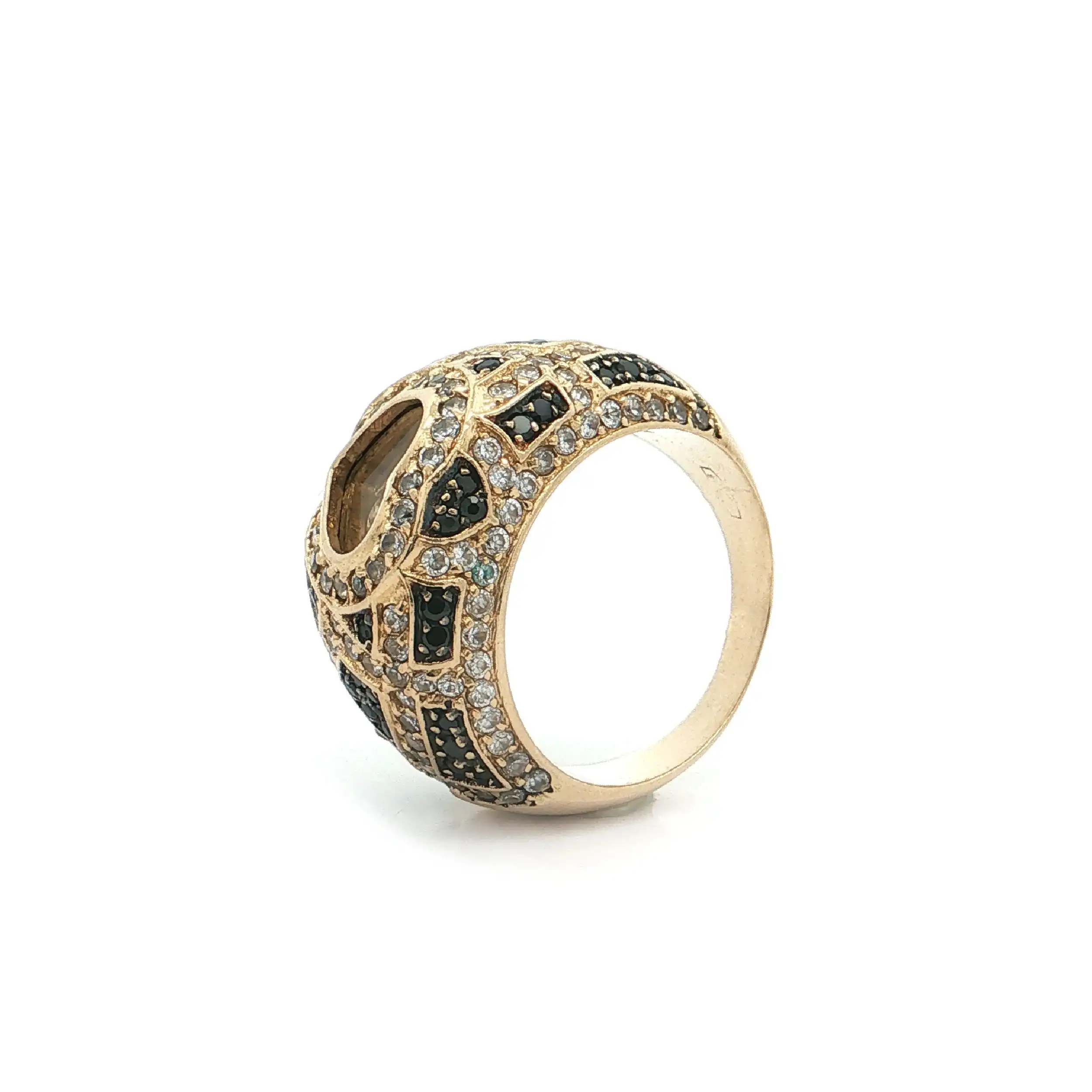 Ring Gelbgold mit schwarzen und weißen Zirkonia Ring Gelbgold mit schwarzen und weißen Zirkonia