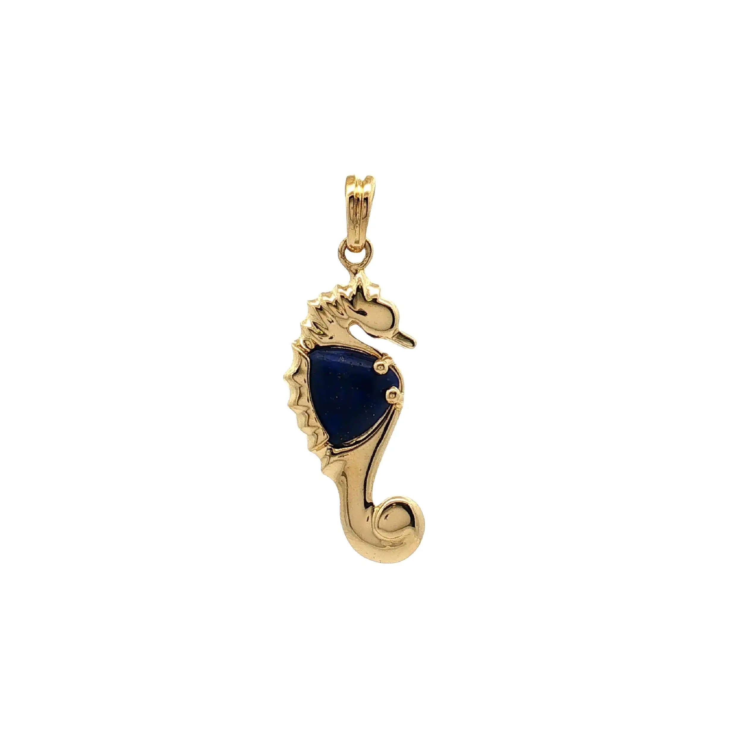 Anhänger Gelbgold Seepferdchen mit Lapislazuli