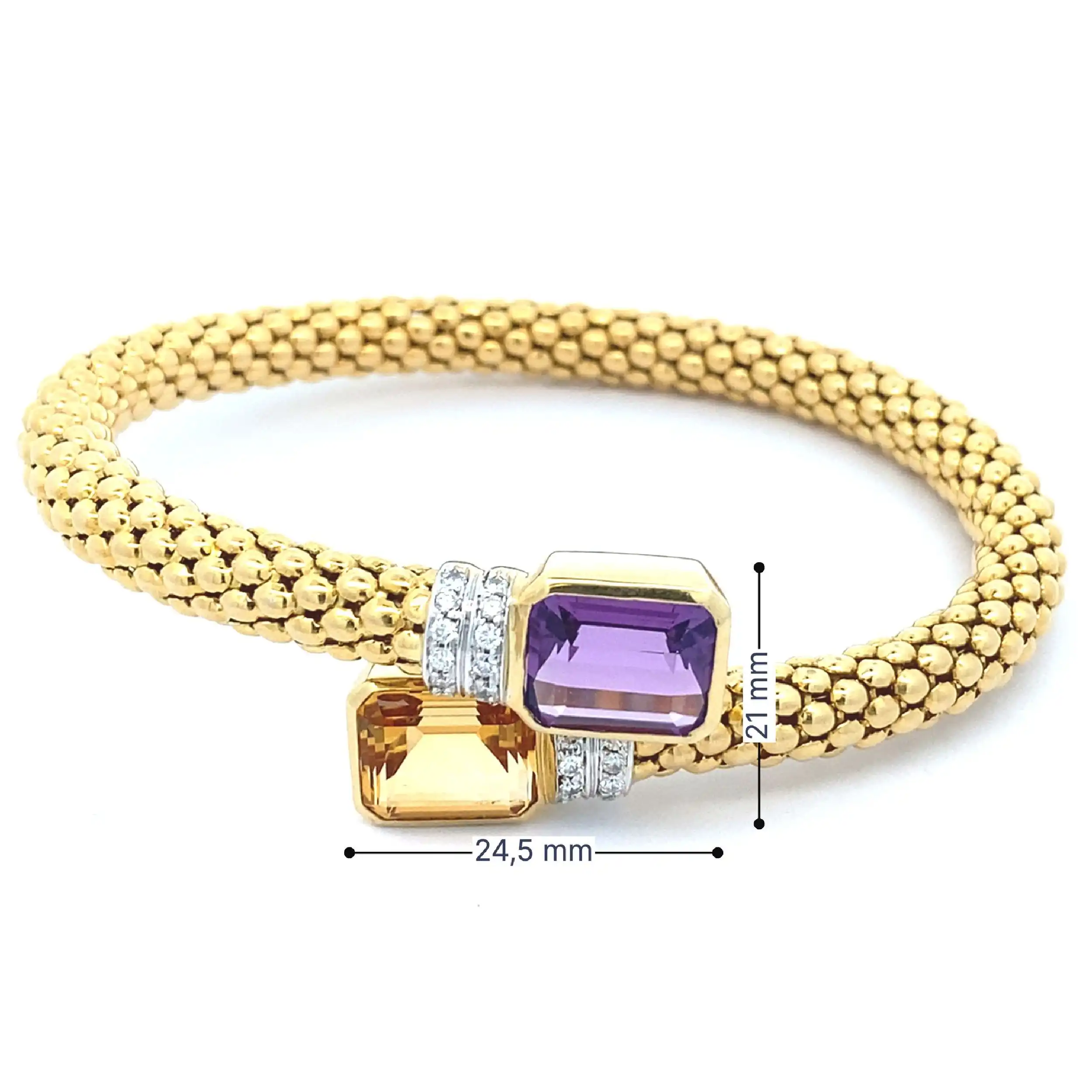 Himbeerarmreif Bicolor mit Amethyst, Citrin und Brillanten Himbeerarmreif Bicolor mit Amethyst, Citrin und Brillanten