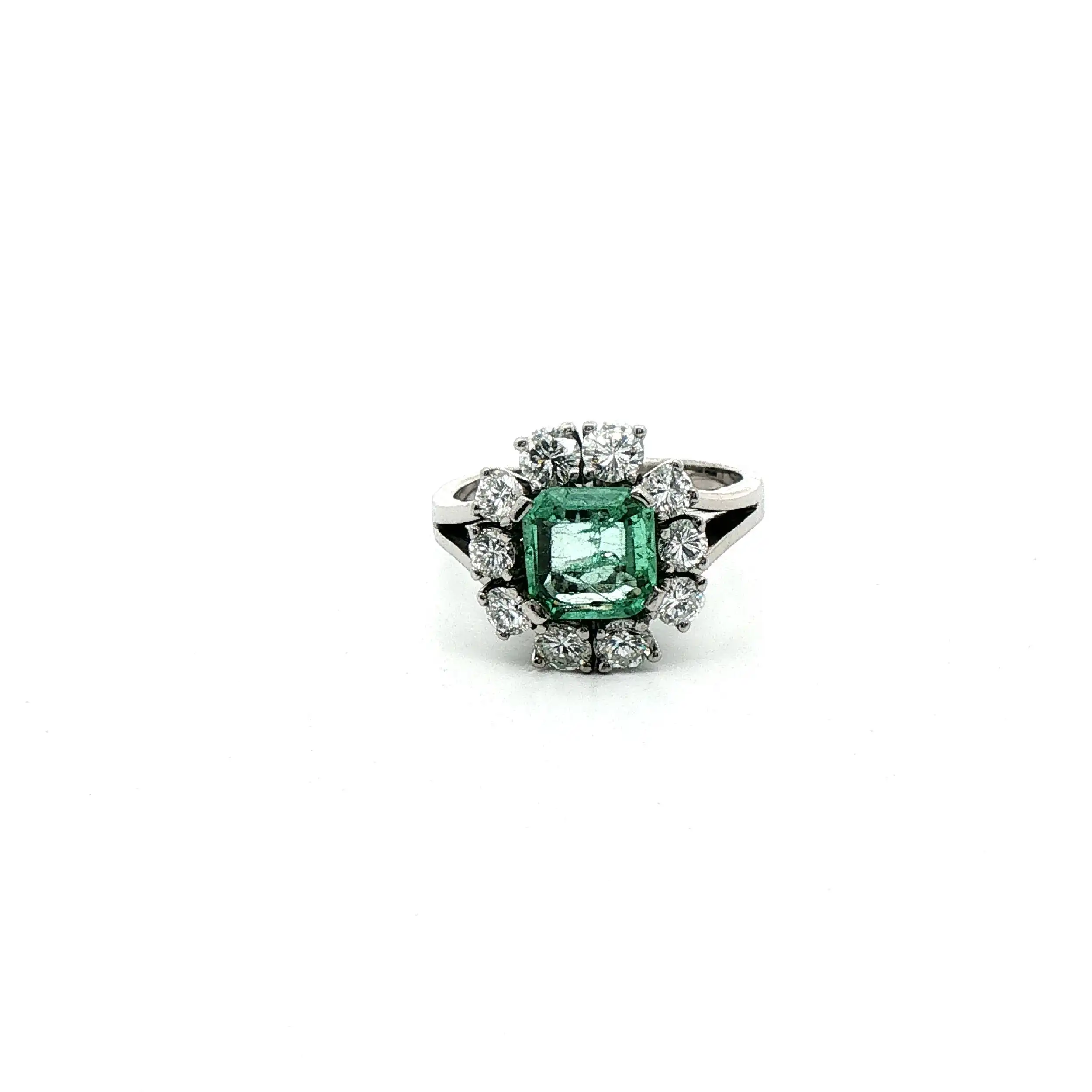 Ring Weißgold mit Smaragd und Brillanten
