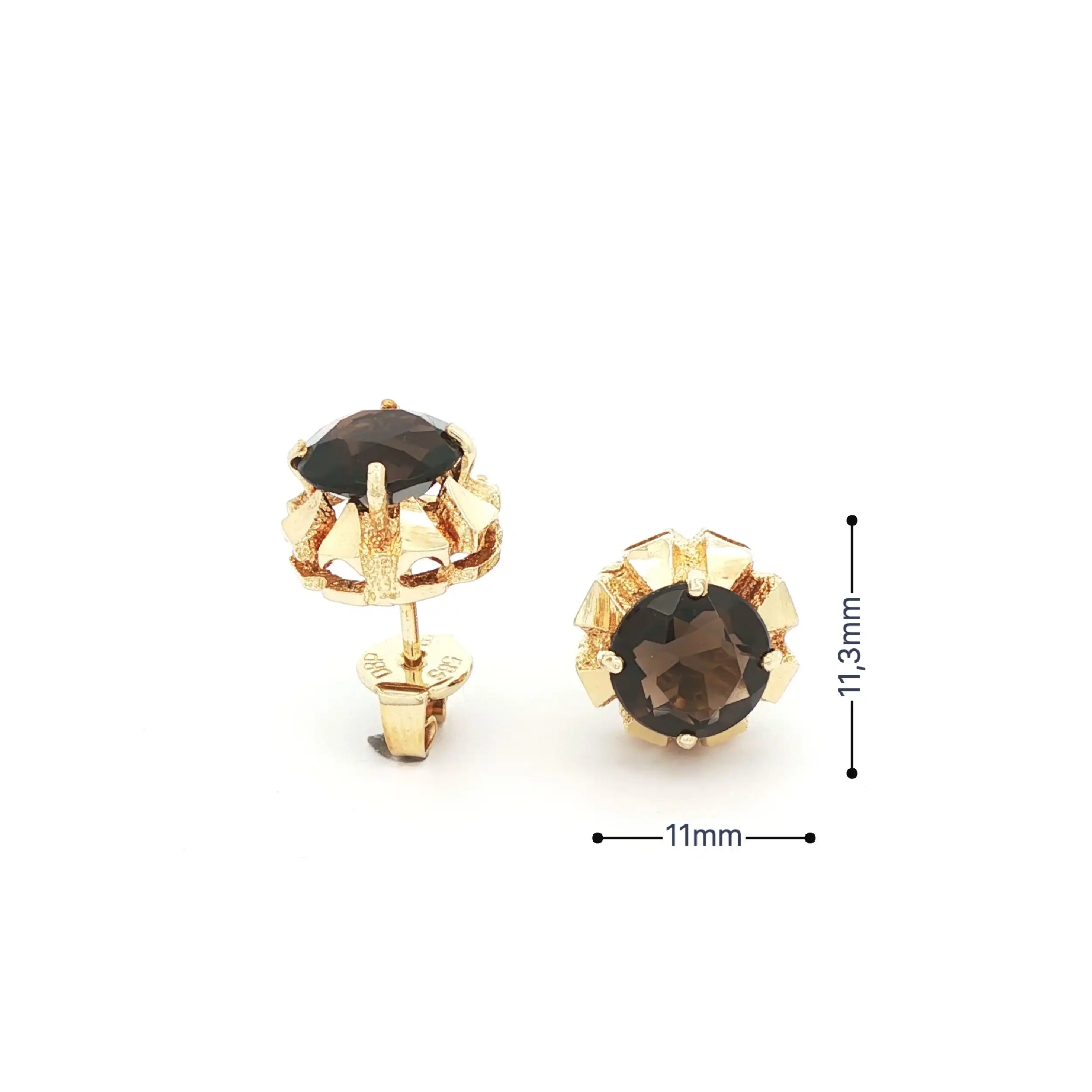 Ohrstecker Gelbgold mit braunem Farbsteinen Ohrstecker Gelbgold mit braunem Farbsteinen