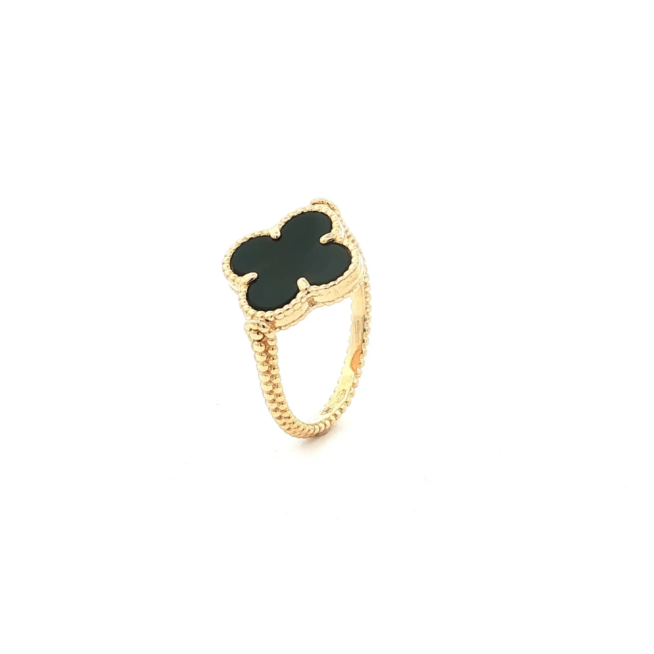 Ring Gelbgold Blume Wendemodell mit Onyx