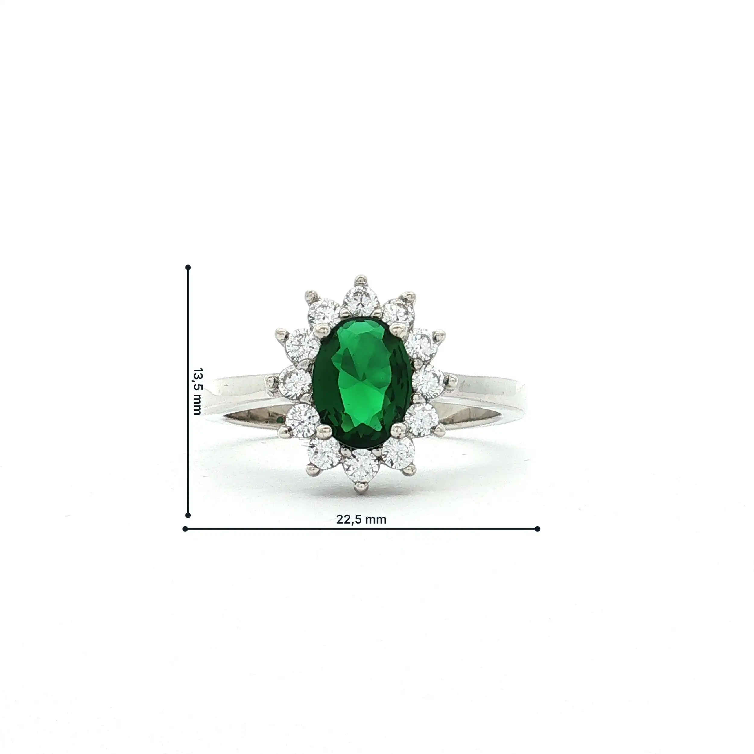 Ring Silber mit grünem Stein und Zirkonia Ring Silber mit grünem Stein und Zirkonia