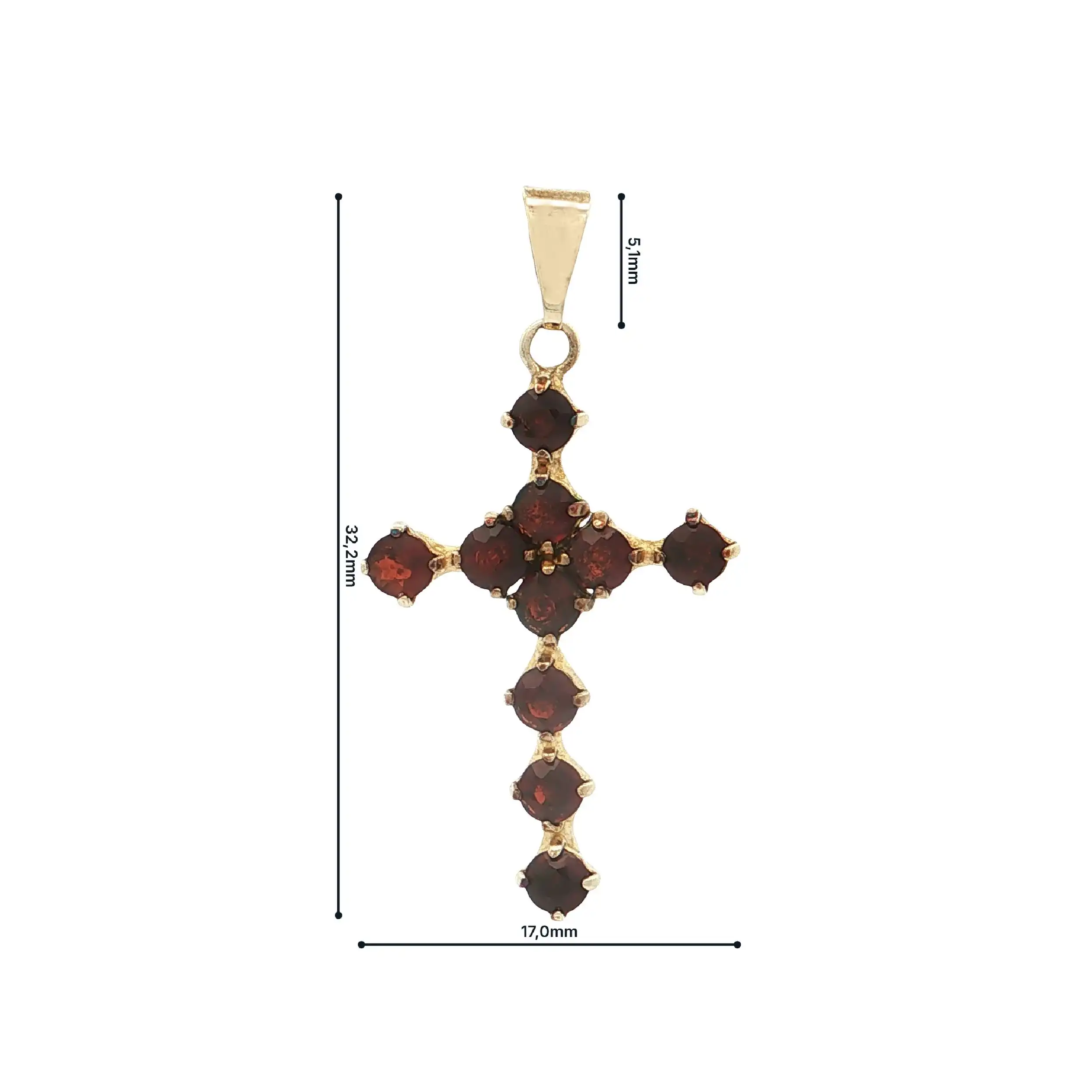 Kreuzanhänger Gelbgold mit Granat