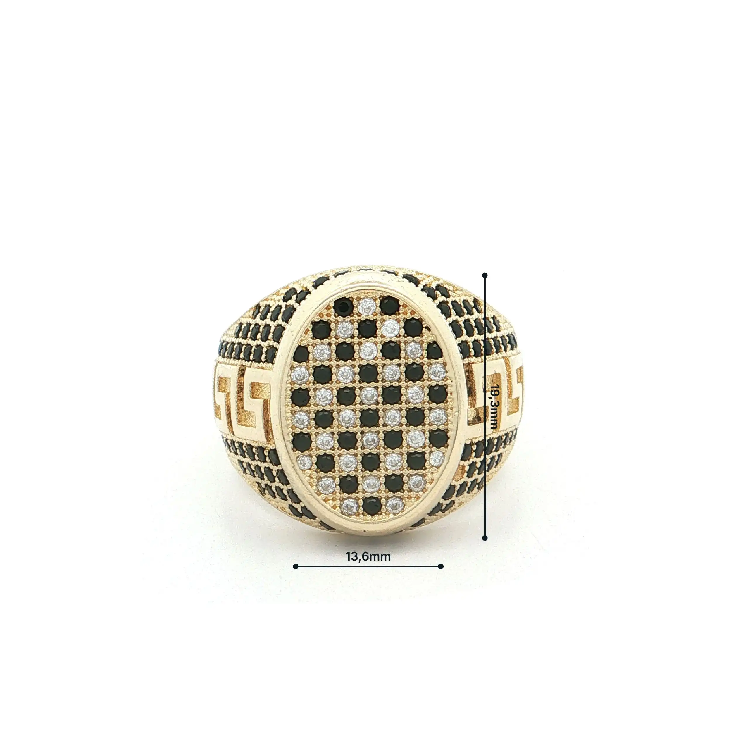 Ring Gelbgold mit Zirkonia und schwarzen Farbsteinen Ring Gelbgold mit Zirkonia und schwarzen Farbsteinen