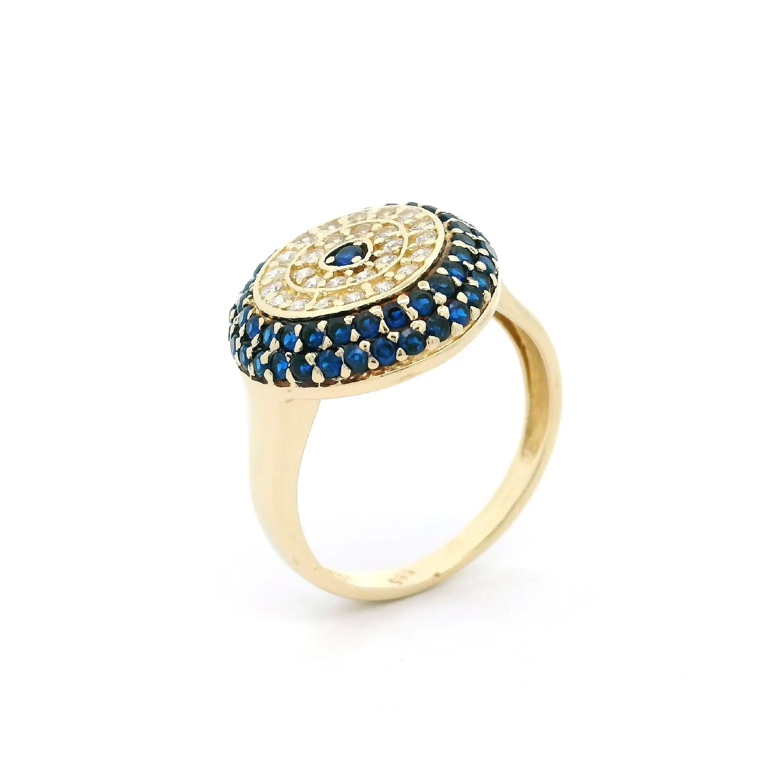 Ring Gelbgold mit blauen Farbsteinen & Zirkonia Ring Gelbgold mit blauen Farbsteinen & Zirkonia