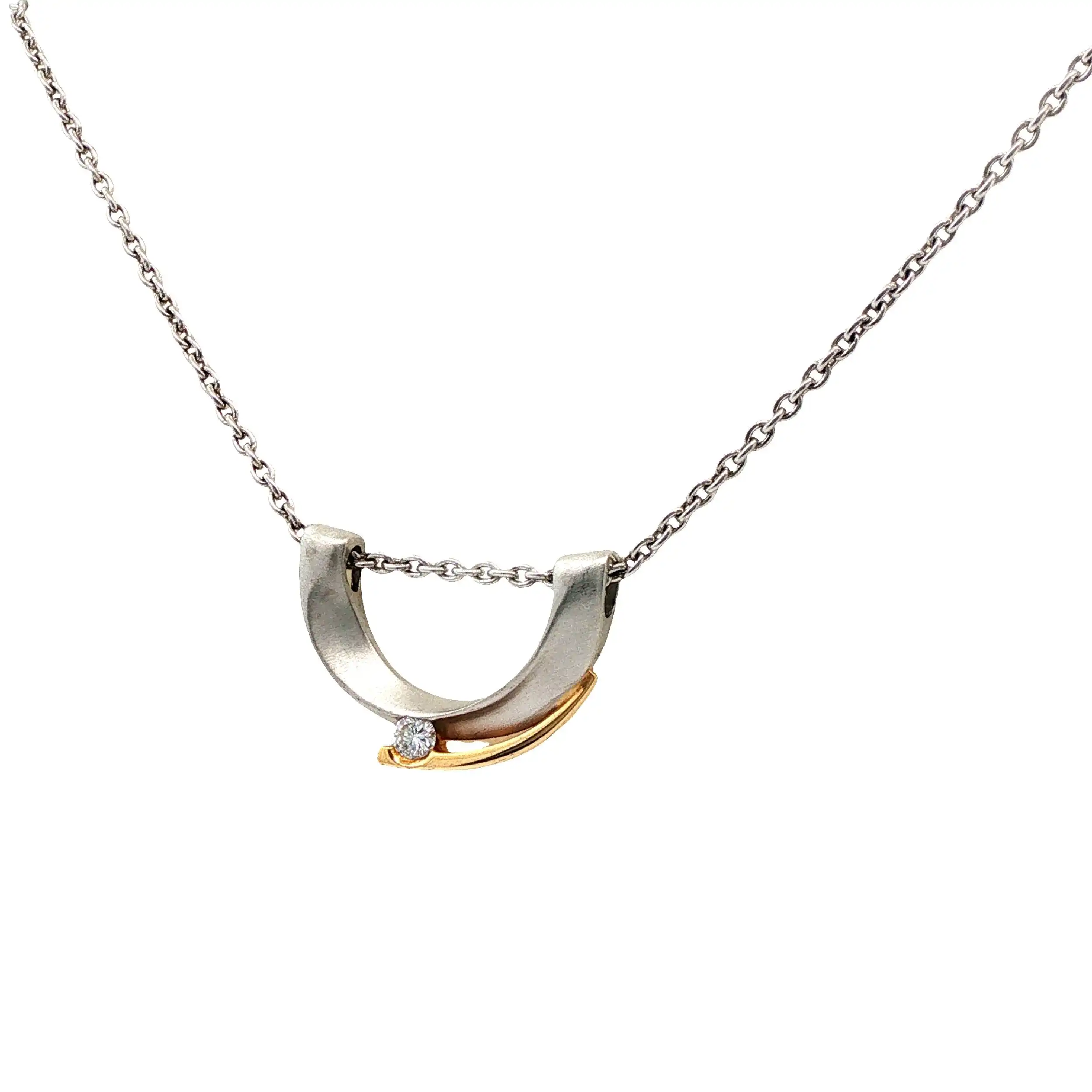 Collier Platin mit Anhänger Bicolor mit Brillanten
