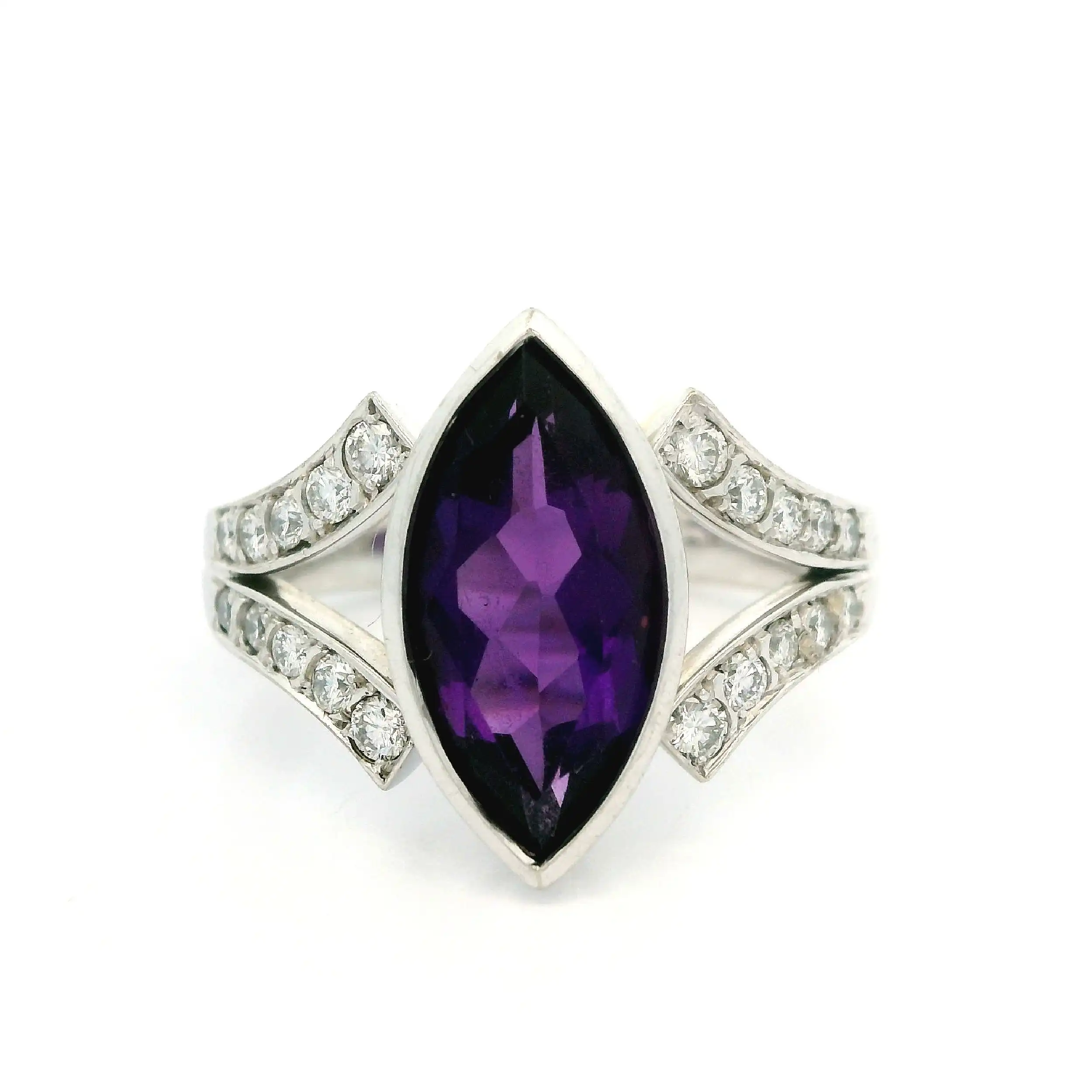 Ring Weißgold mit Brillanten und Amethyst