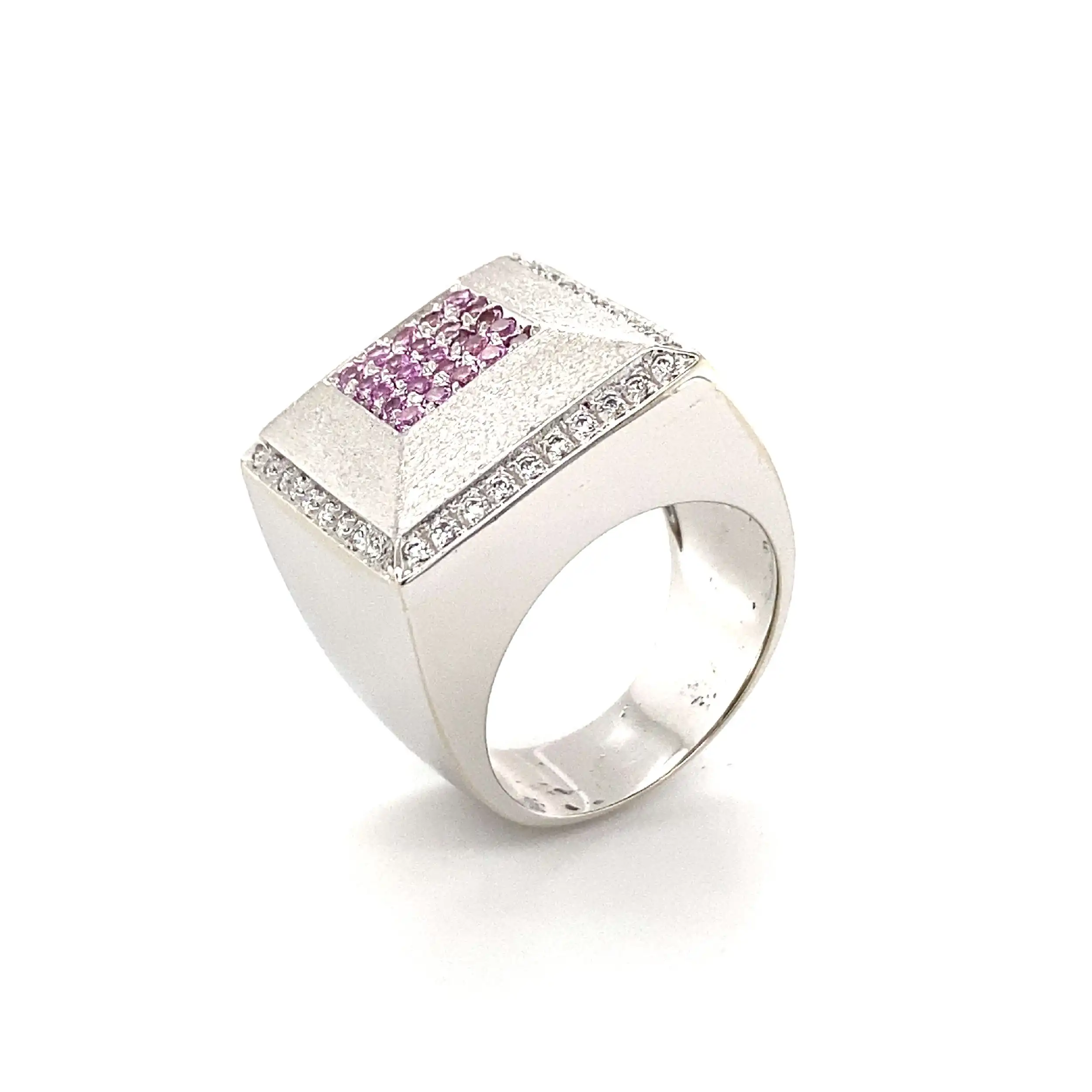 Ring Weißgold mit rosa Farbsteinen & Zirkonia Ring Weißgold mit rosa Farbsteinen & Zirkonia