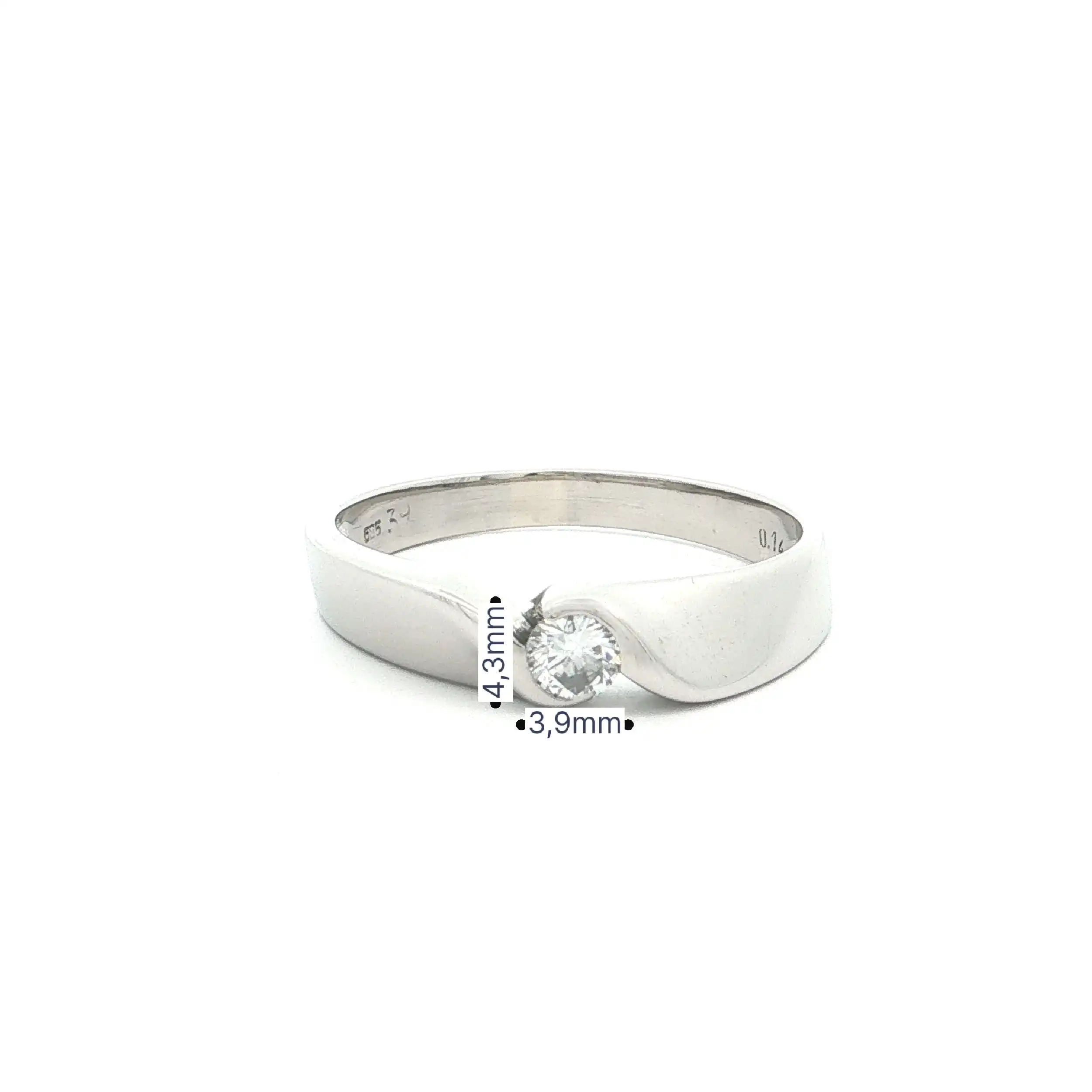 Ring Weißgold mit Brillant, graviert mit 0,14ct