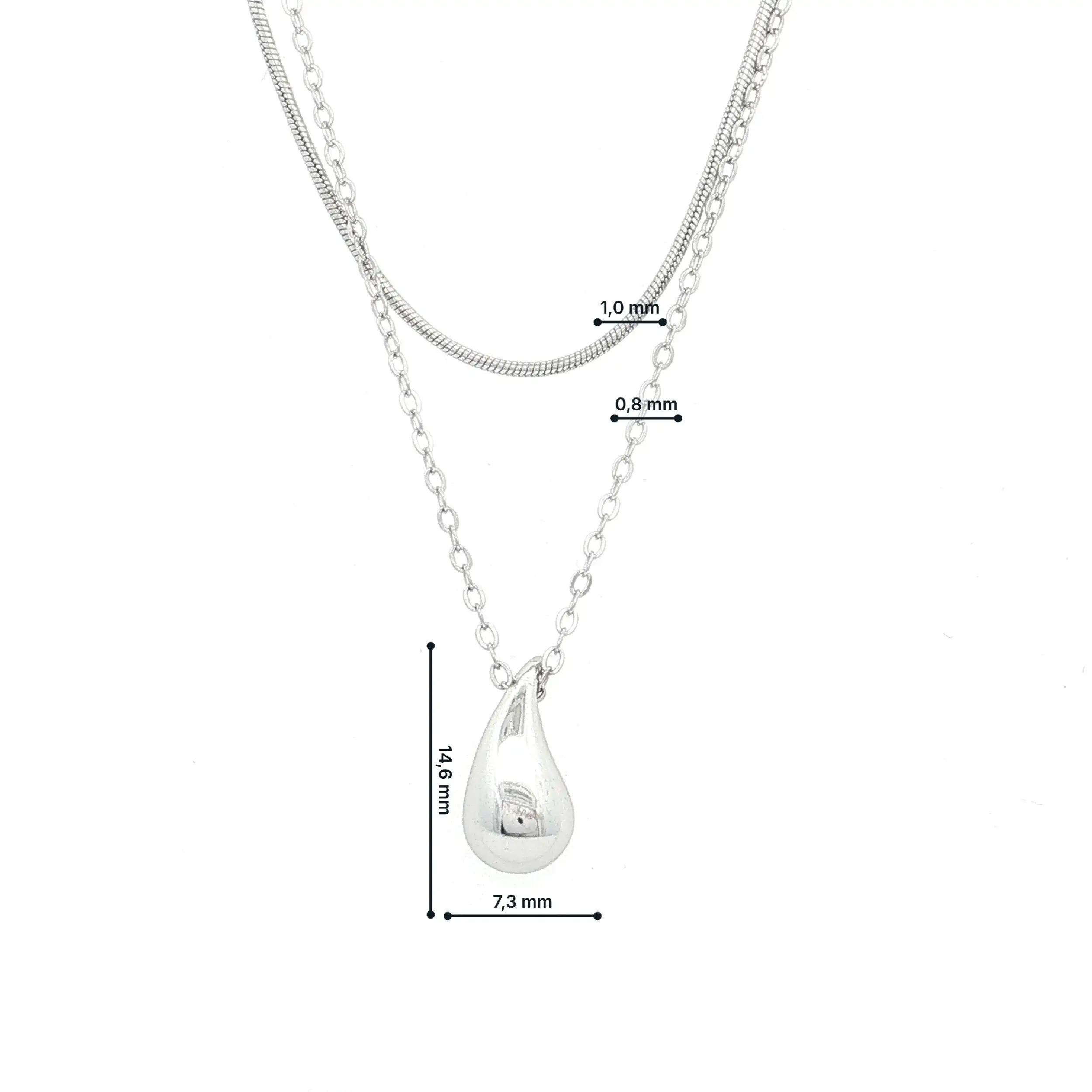 2-reihig Ankerkette und Schlangenkette mit Anhänger silber